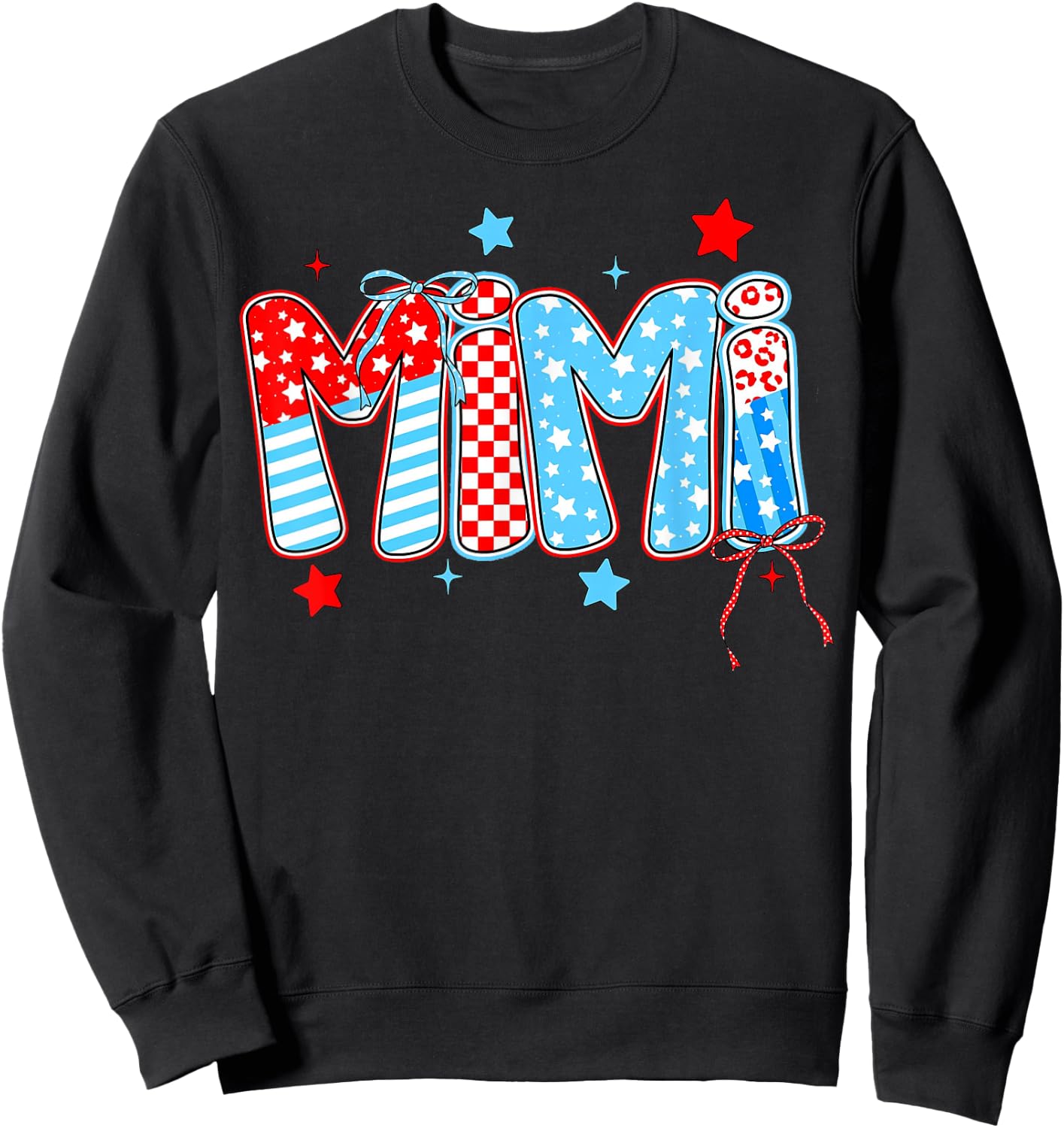 Cute 4th of July MiMi Checkered Memorial Day Sweatshirt - Sweatshirt | Black