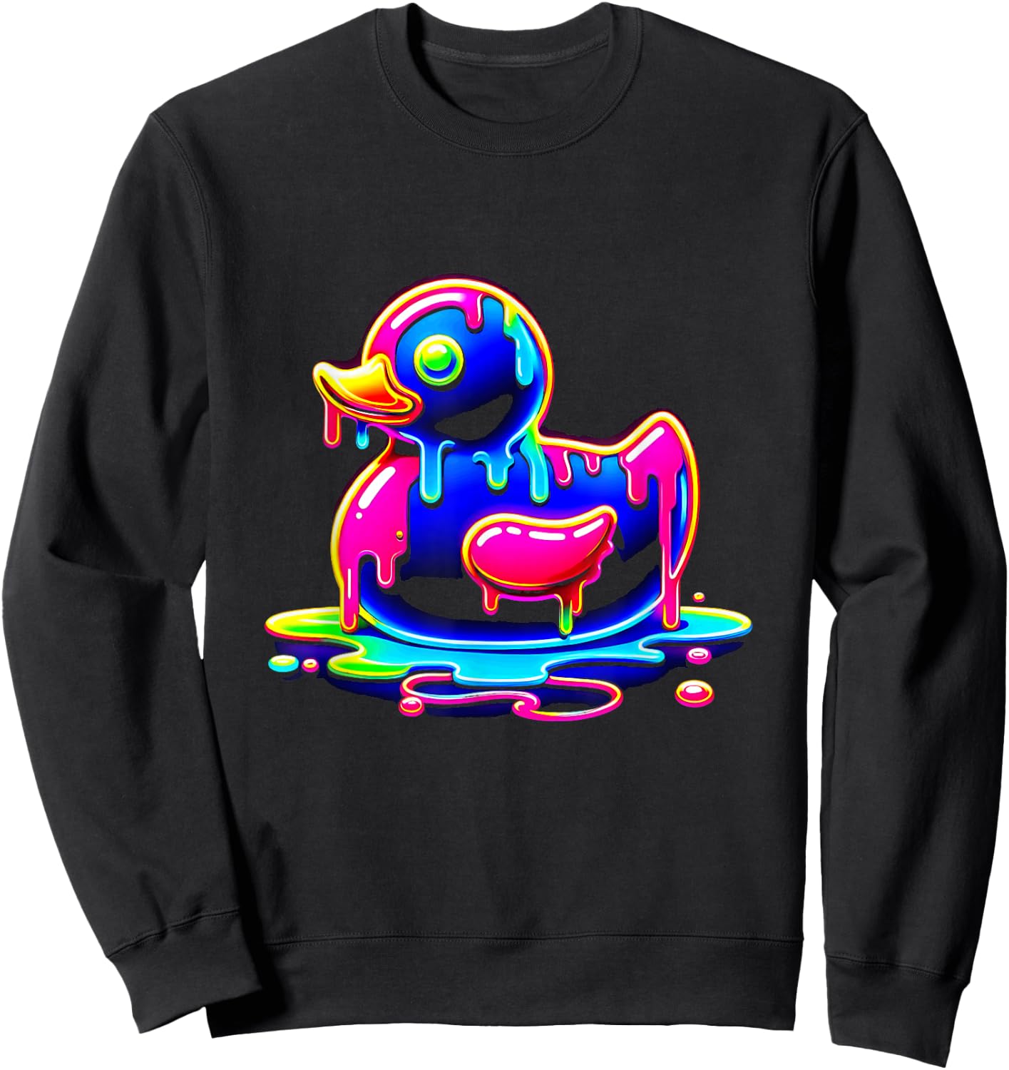 Rubber Duck Ice Cream Drippy Melting liquid Colorful Sweatshirt - Sweatshirt | Black