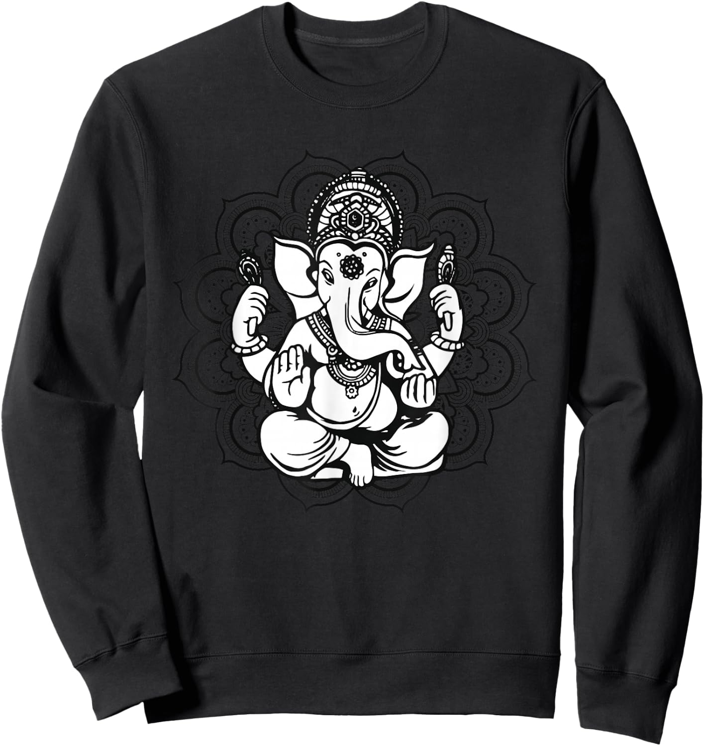 Ganesha Mandala Hindu God Hinduism Yoga Gift Sweatshirt - Sweatshirt | Black