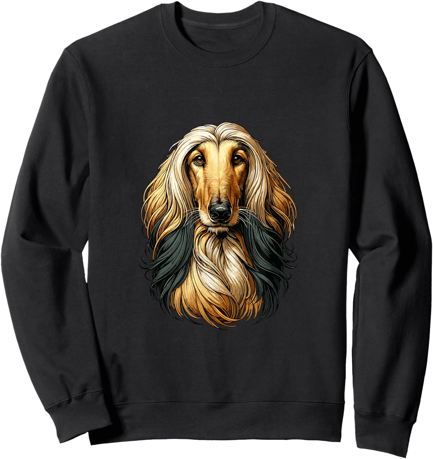 Dog Face - Afghan Greyhound , Black, S Sweatshirt - Sweatshirt | Black