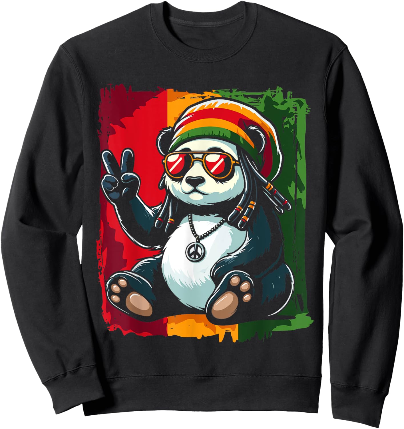 Reggae Panda Jamaica Pandabear Dreadlocks , Black, S Sweatshirt - Sweatshirt | Black