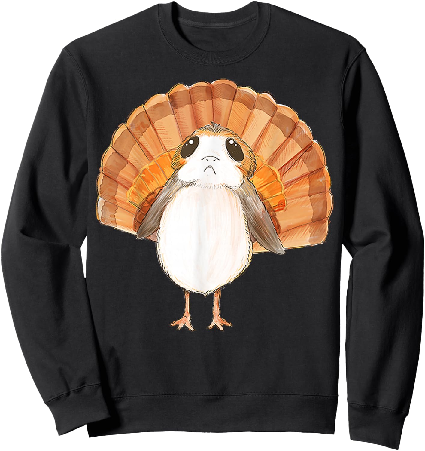 Star Wars Porg Turkey Thanksgiving Feathers Graphic Sweatshirt - Sweatshirt | Black