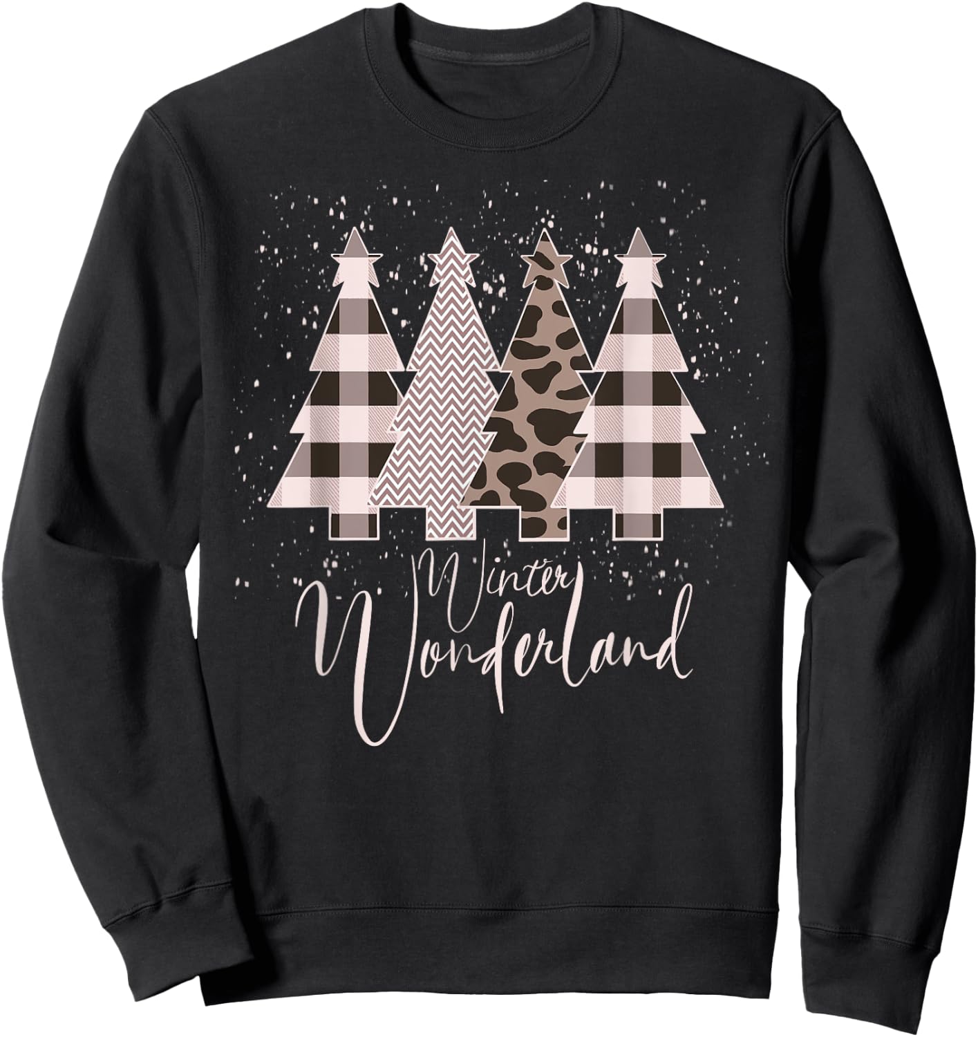 Home State Design Company Winter Wonderland Christmas Tree Buffalo Plaid Leopard Sweatshirt - Sweatshirt | Black