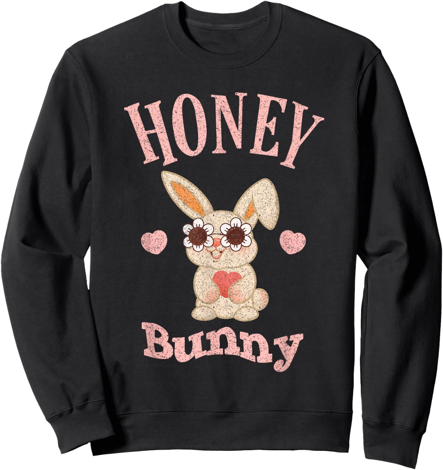 Honey Bunny Retro Easter Cute Rabbit Women Girls Kid Toddler Sweatshirt - Sweatshirt | Black