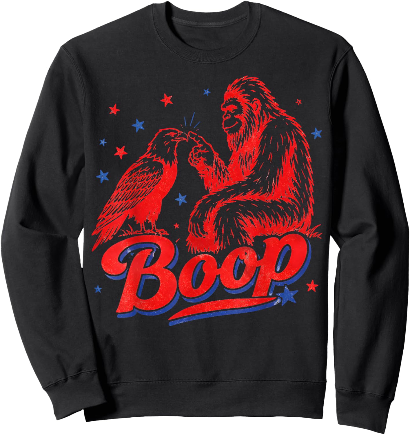 Boop Vintage Bigfoot and Eagle Funny Patriotic 4th of July Sweatshirt - Sweatshirt | Black