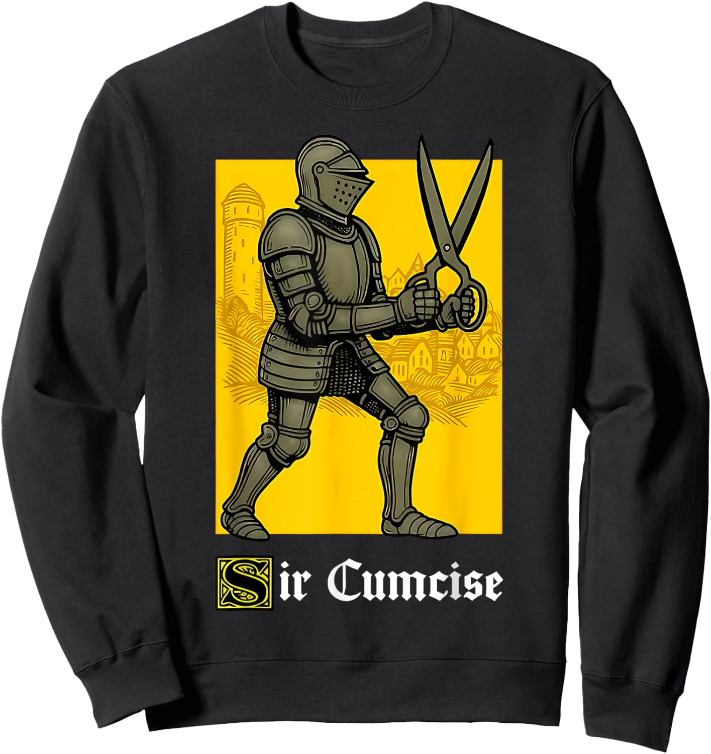 Sir Cumcise Funny Knight Pun Meme Medieval Art Boys Men Sweatshirt - Sweatshirt | Black