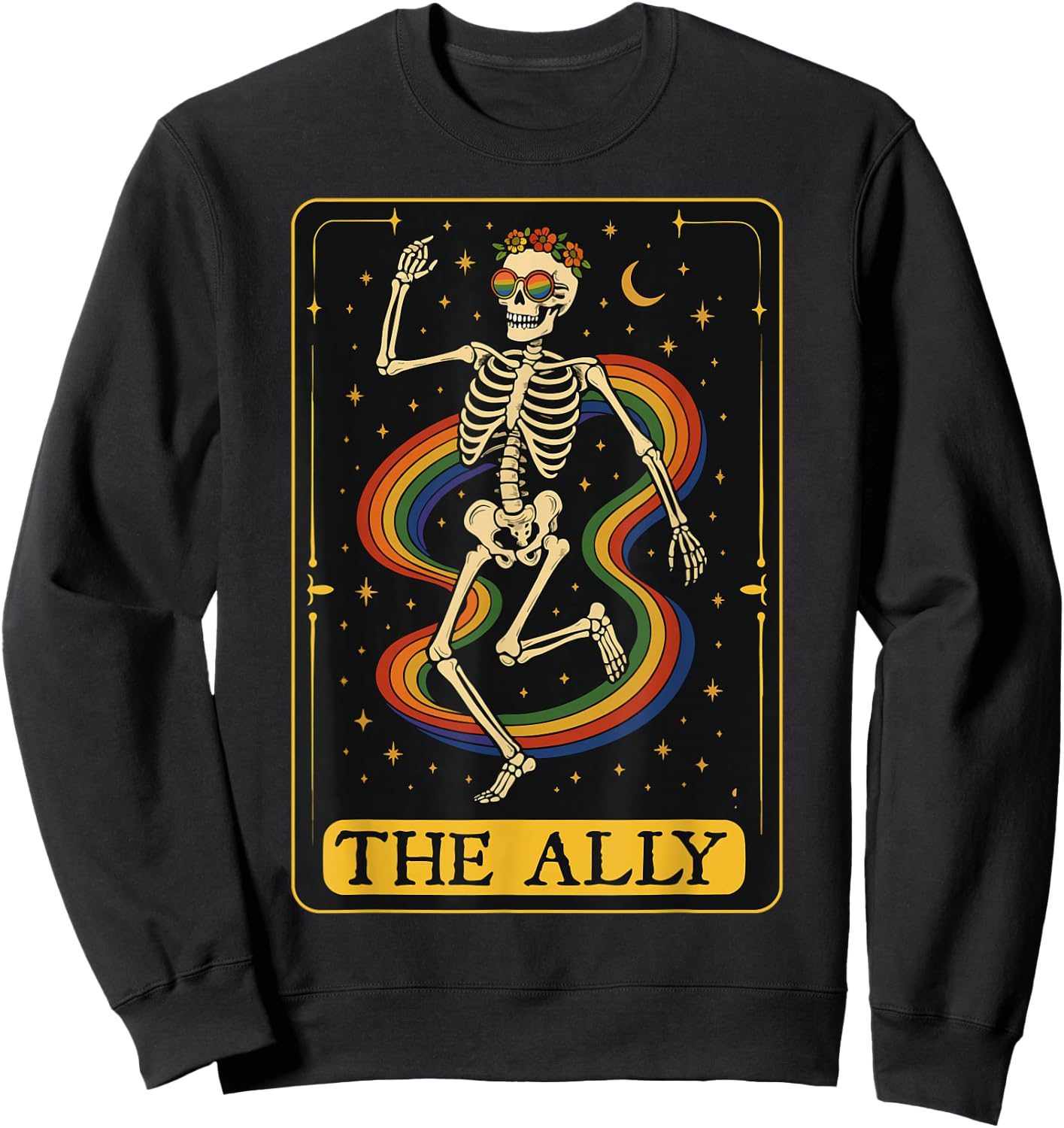 The Ally Tarot Card Skeleton LGBTQ Gay Pride Equality Sweatshirt - Sweatshirt | Black