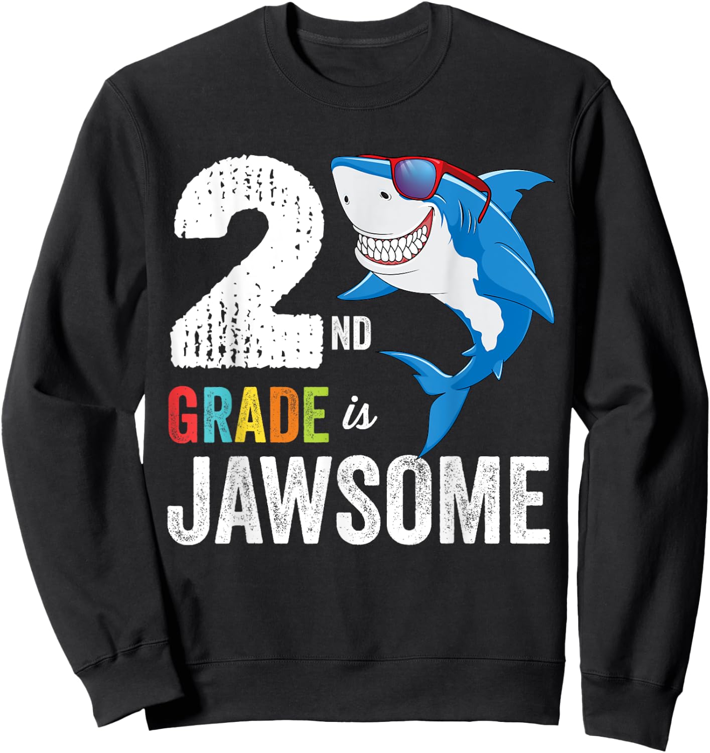 Second Grade Shirt Boys Girls Shark First Day of School Sweatshirt - Sweatshirt | Black