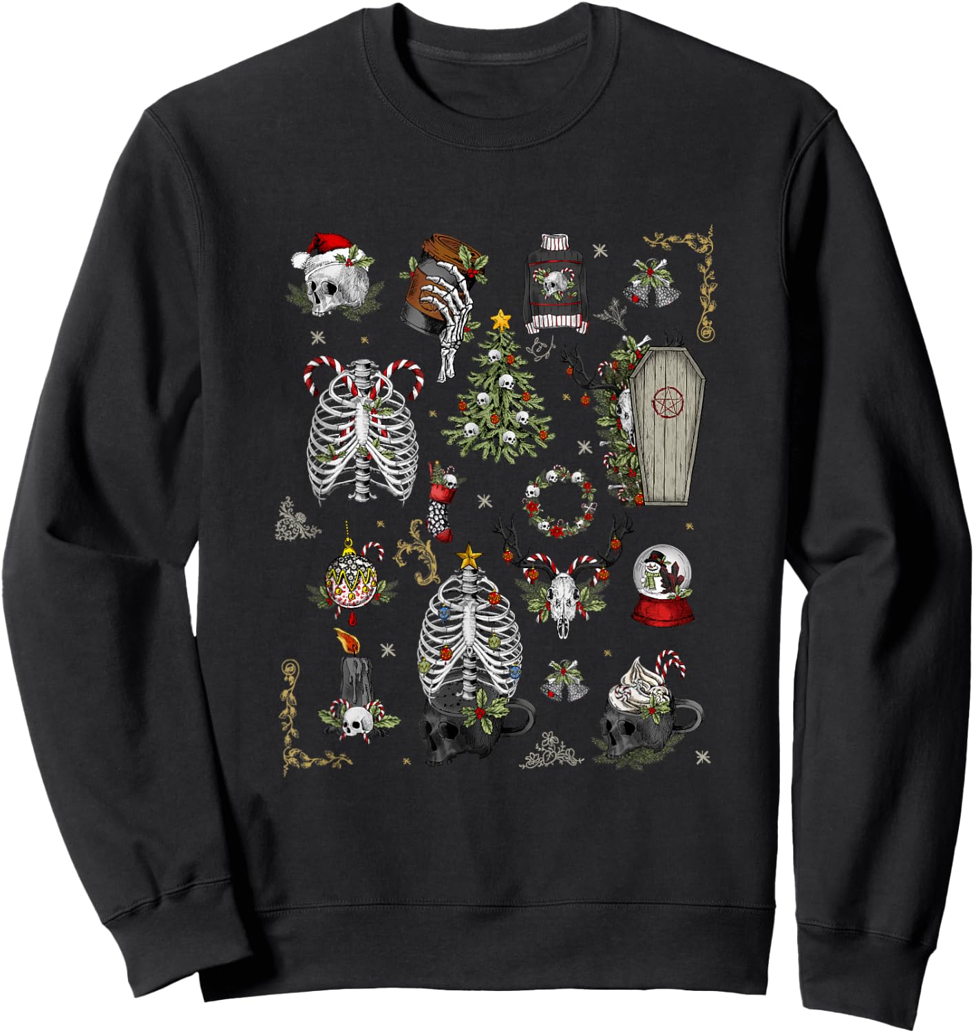 Victorian Goth Holiday Gothic Vintage Christmas Sweatshirt - Sweatshirt | Black