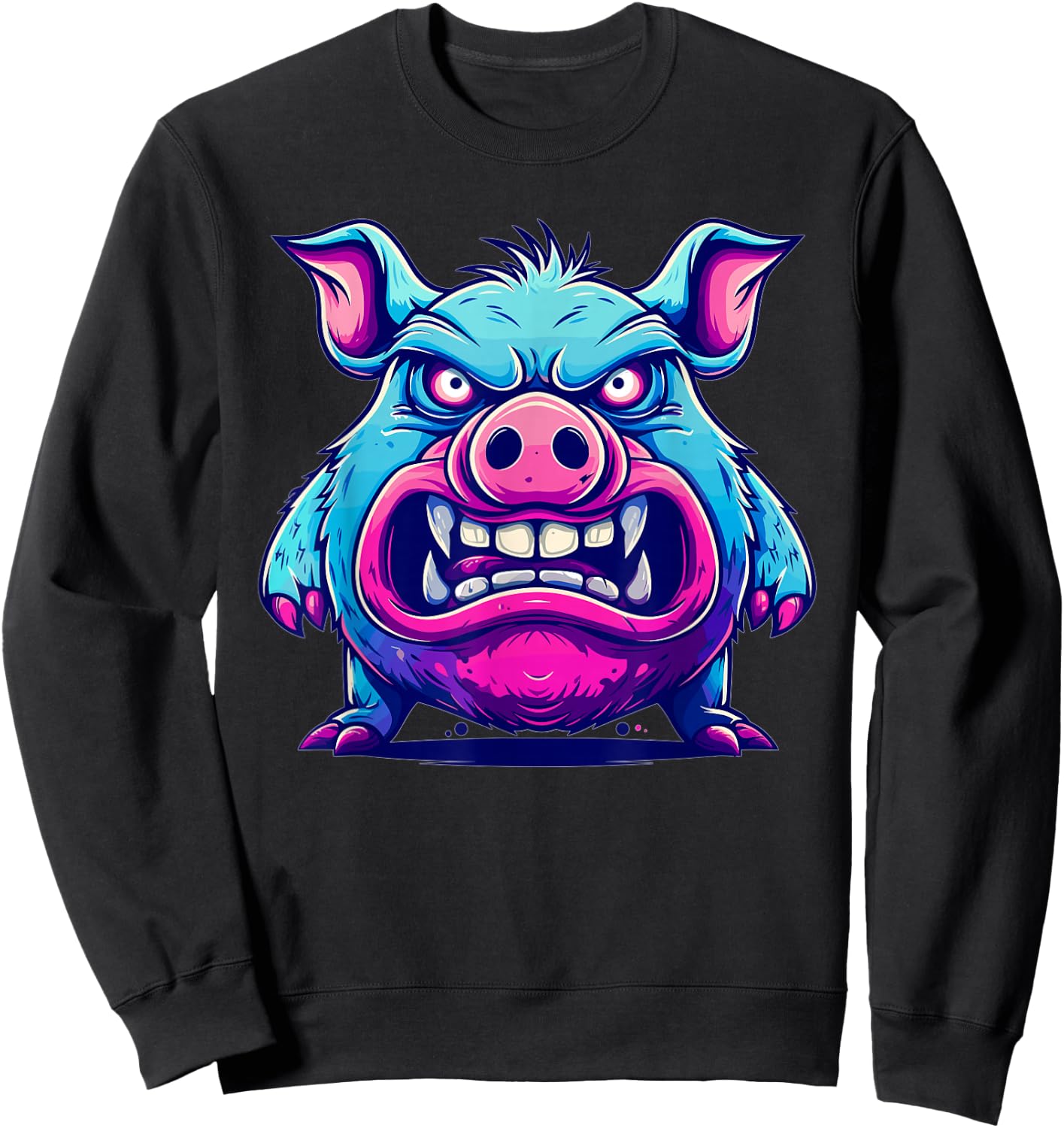 Angry Pig I Colorful Pig Sweatshirt - Sweatshirt | Black