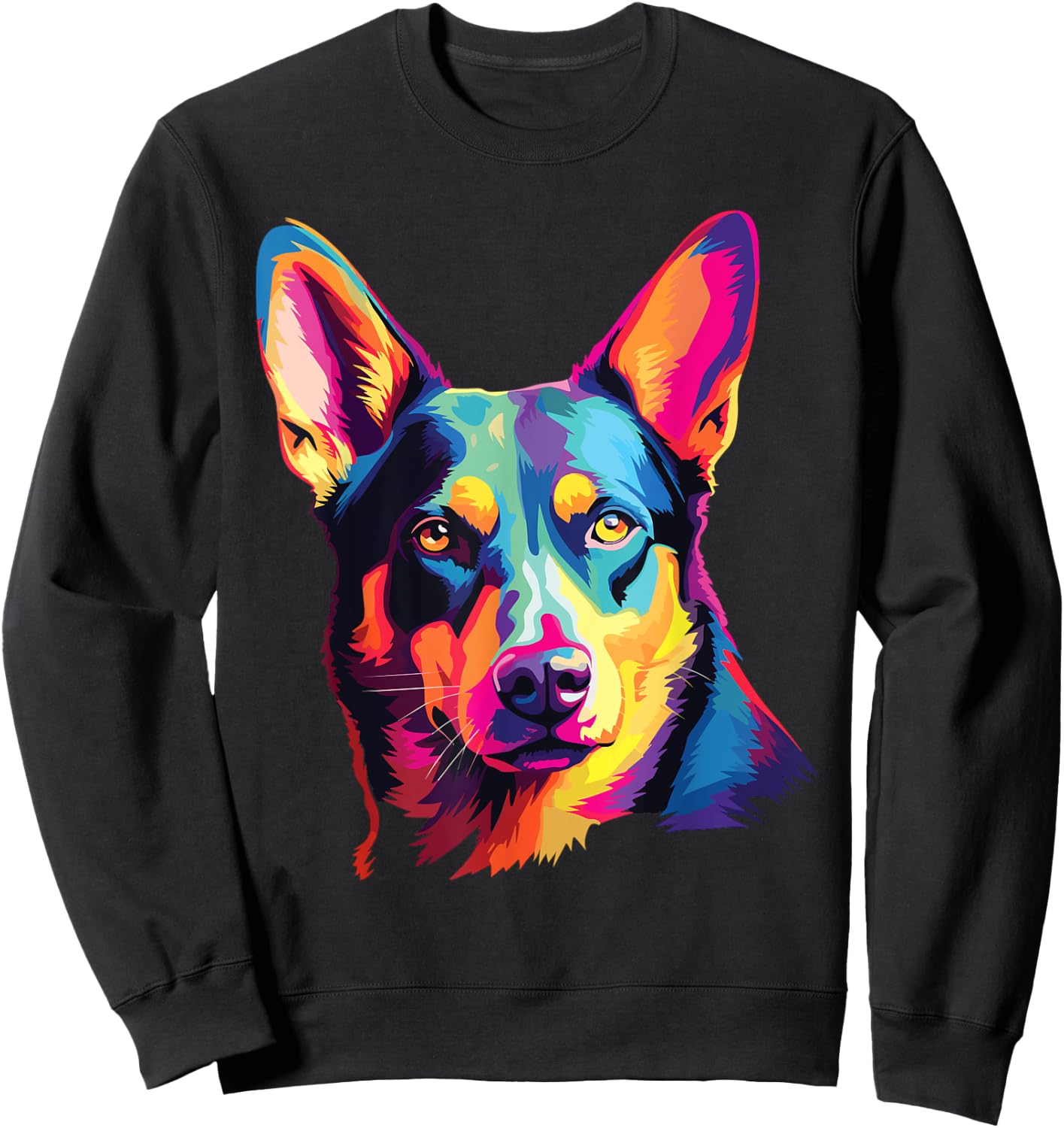Watercolor Colorful Australian Kelpie Dog Women Kids Sweatshirt - Sweatshirt | Black