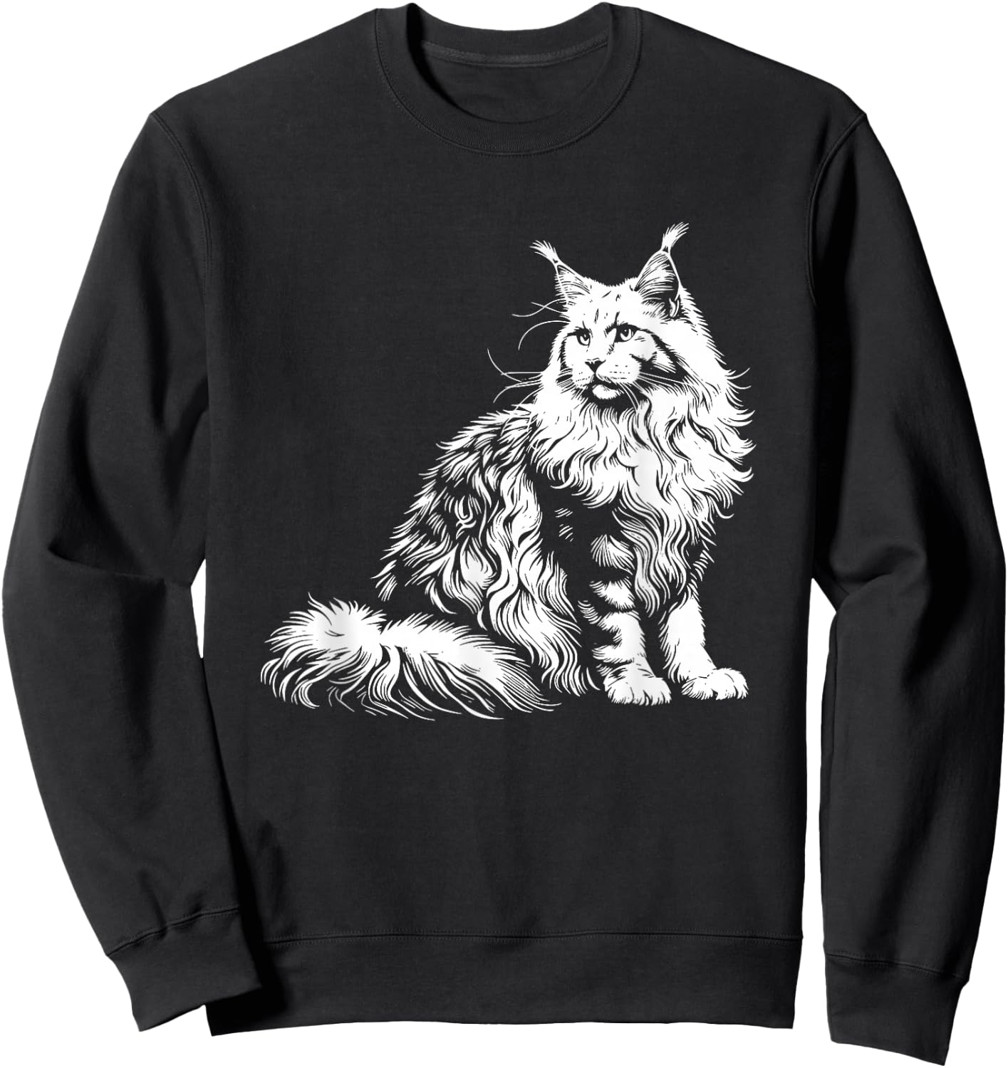 Cat Dad Mom Lover - Monochromatic Maine Coon , Black, S Sweatshirt - Sweatshirt | Black