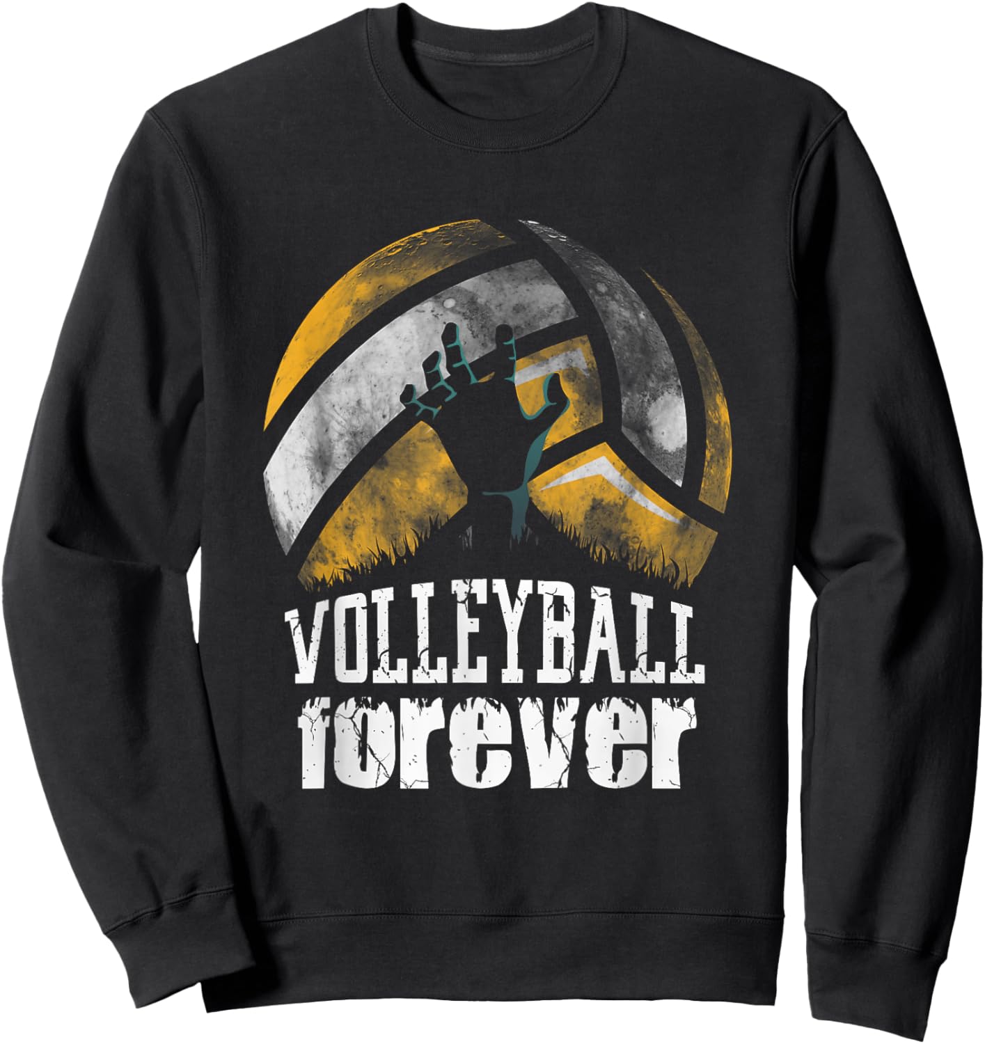 Volleyball Forever! Zombie Volleyball Player Halloween Sweatshirt - Sweatshirt | Black