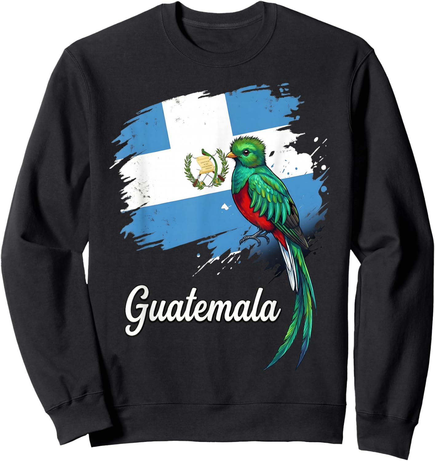 Guatemala Flag Quetzal Bird National Emblem Sweatshirt - Sweatshirt | Black