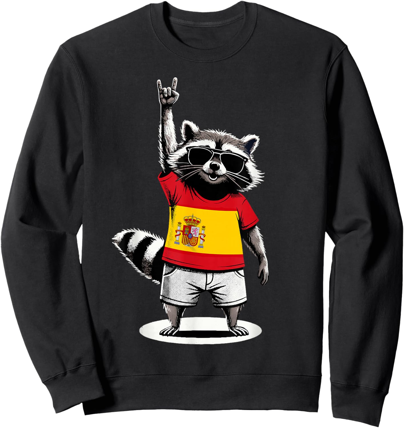 Spanische Flagge Waschbär Lustig Spanien Sweatshirt - Sweatshirt | Black