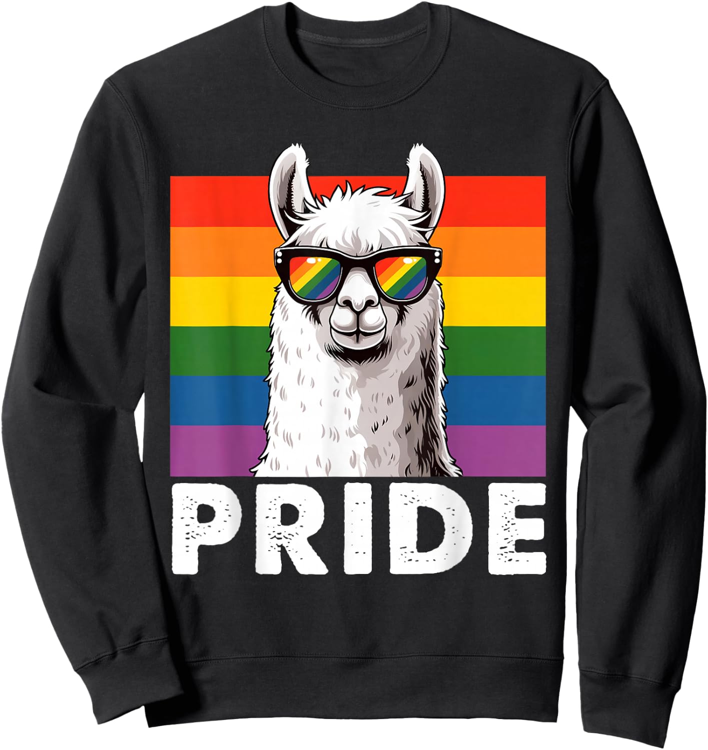Llama Pride Gay Lesbian Resis Rainbow Flag Transsexual LGBT Sweatshirt - Sweatshirt | Black