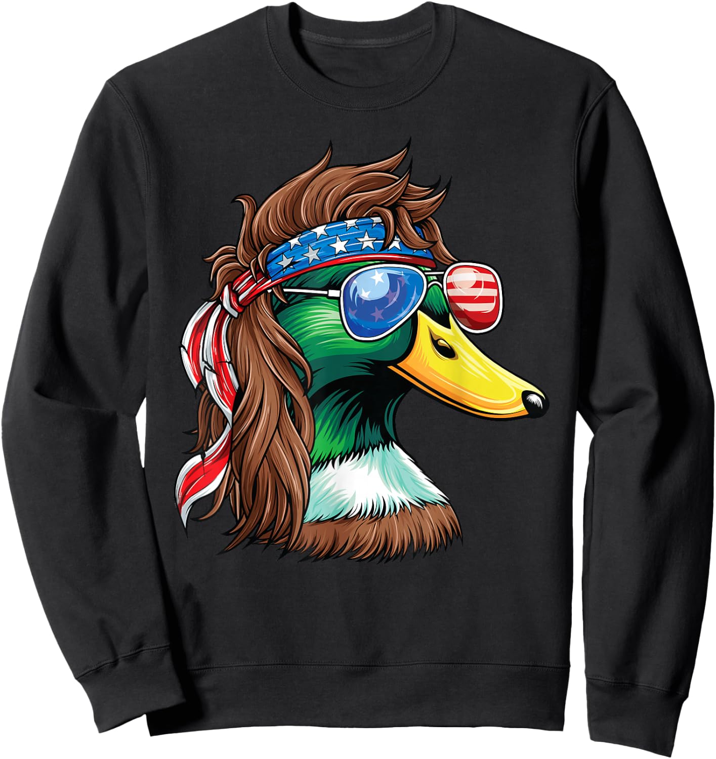 4th of July Duck Shirt USA Flag Funny Patriotic Duck Sweatshirt - Sweatshirt | Black