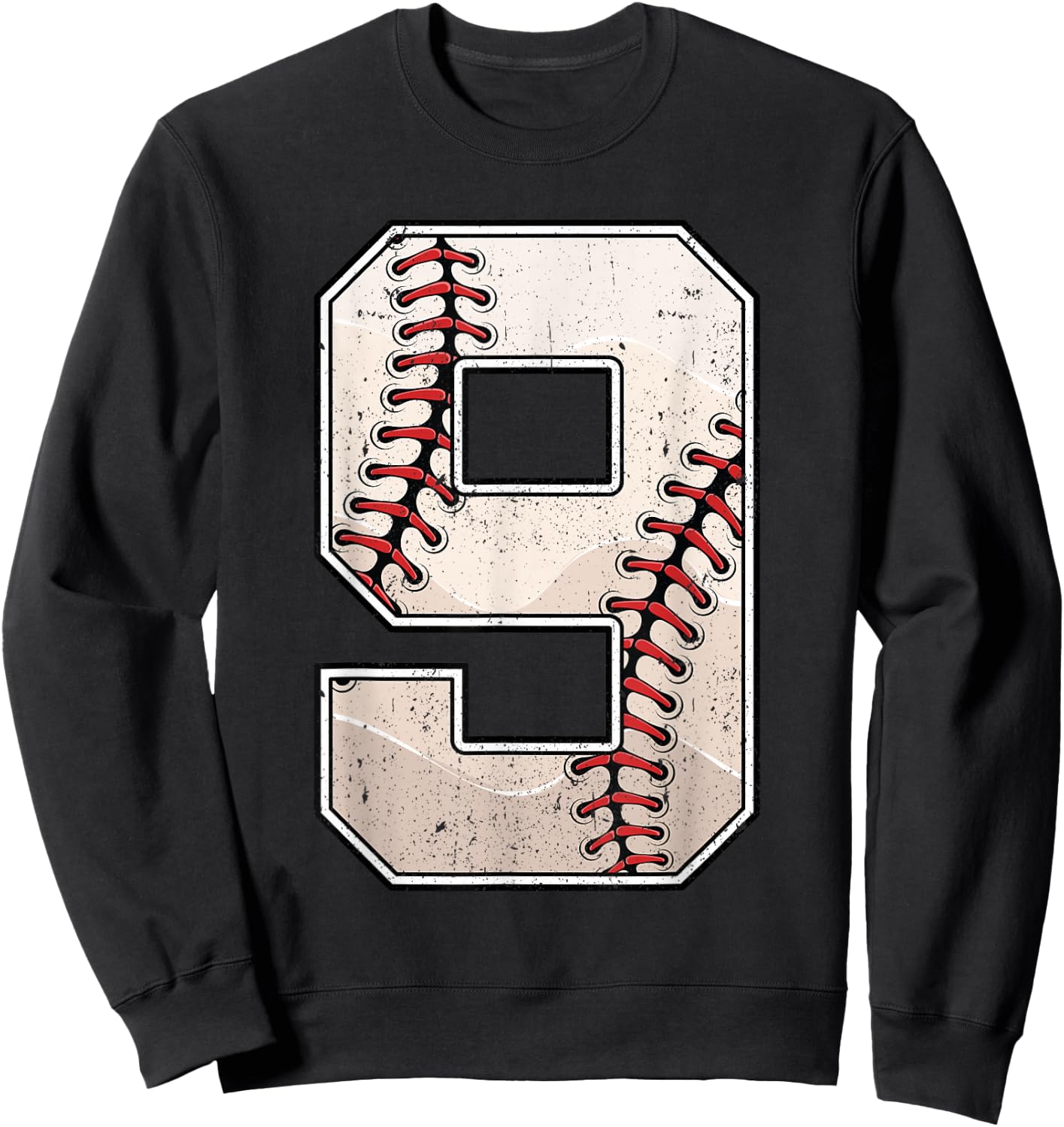 Baseball Birthday Boy Nine 9 Years Old Ninth 9th Bday Party Sweatshirt - Sweatshirt | Black