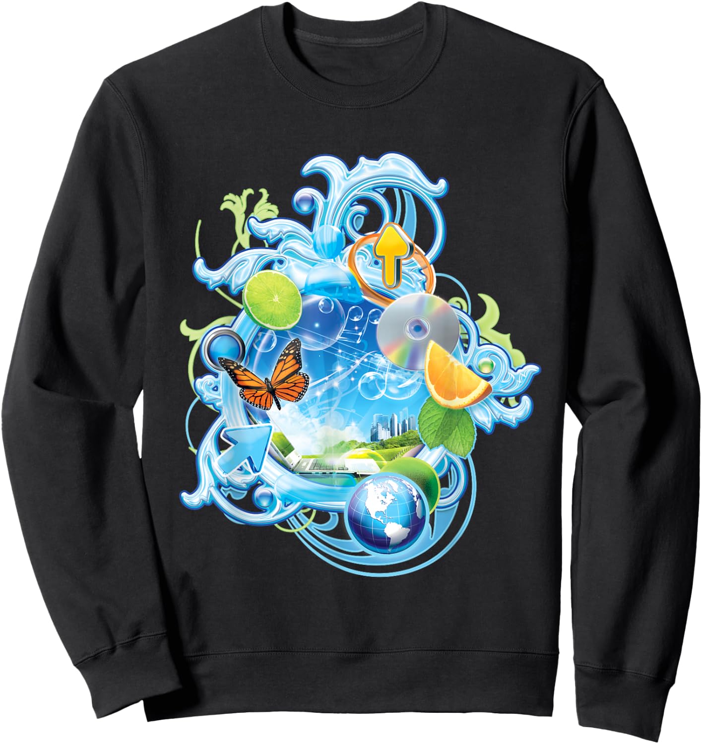Frutiger Aero Metro Maximalist 2000s Nostalgia Sweatshirt - Sweatshirt | Black