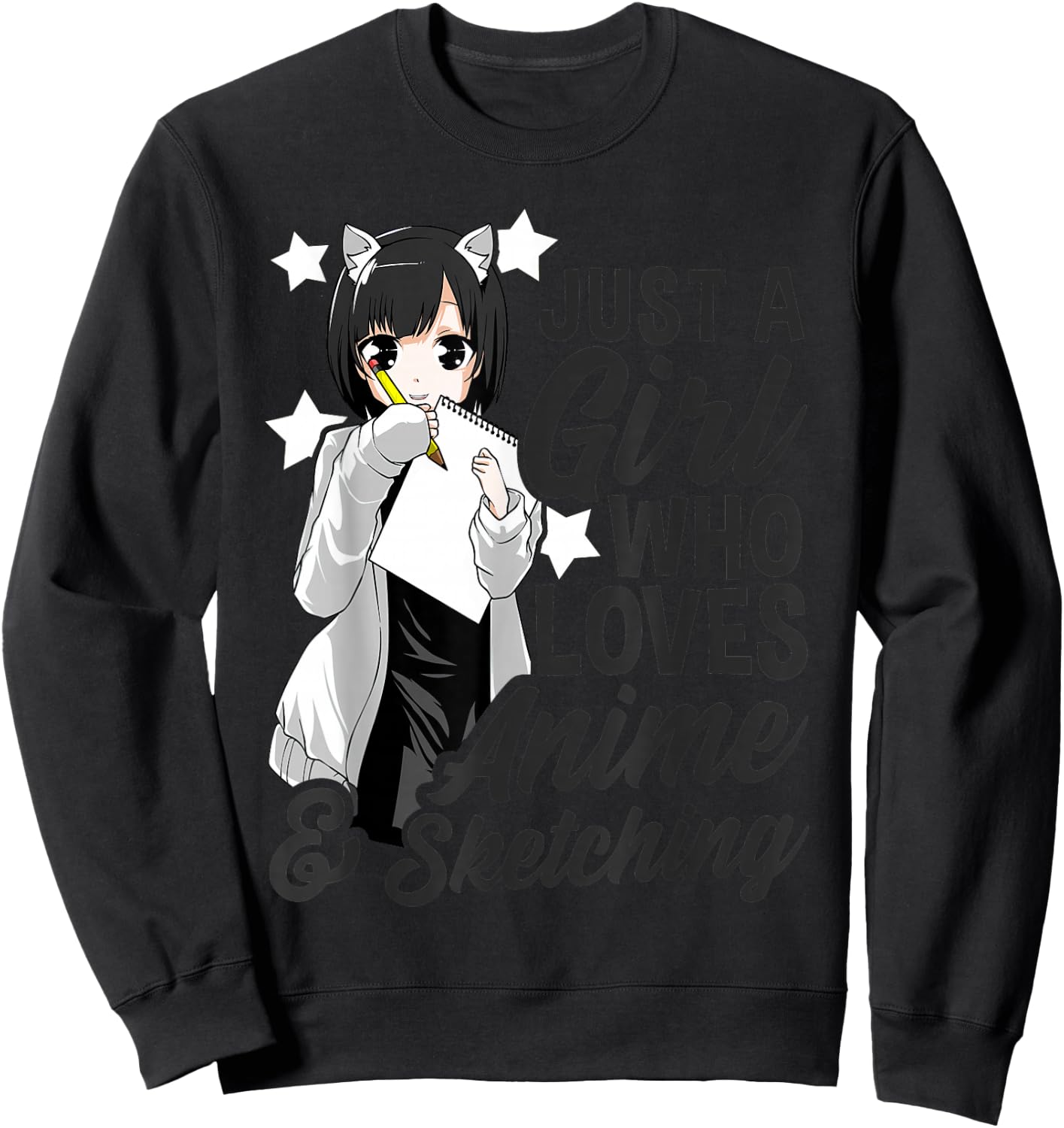 Just a Girl Who Loves Anime and Sketching Drawing Sweatshirt - Sweatshirt | Black
