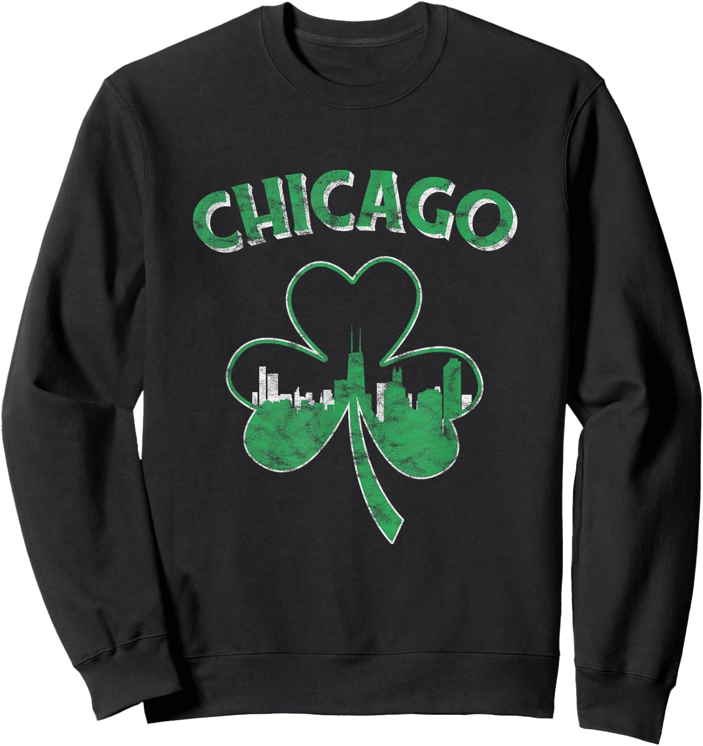 Retro Chicago St Patricks Day Shirt Parade Men Women Sweatshirt - Sweatshirt | Black