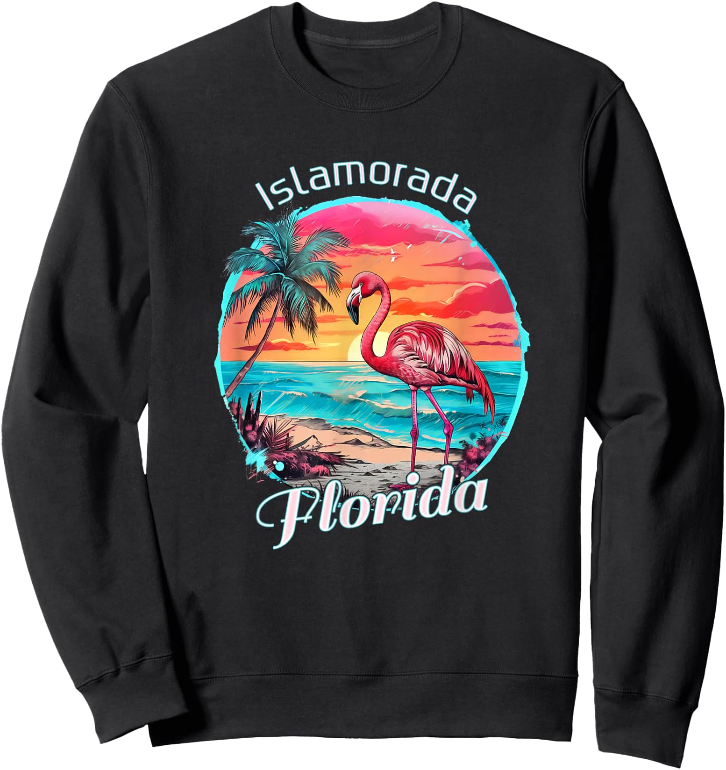 Islamorada Florida Beach Flamingo Tropical Souvenir Sweatshirt - Sweatshirt | Black