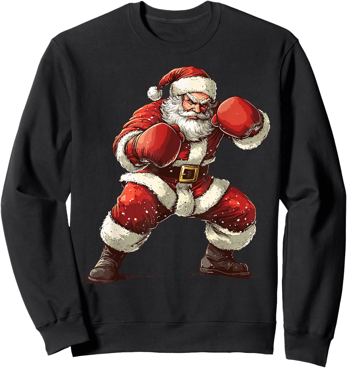 Santa Boxing Xmas MMA Muay Thai Lover Boxer Christmas Sweatshirt - Sweatshirt | Black