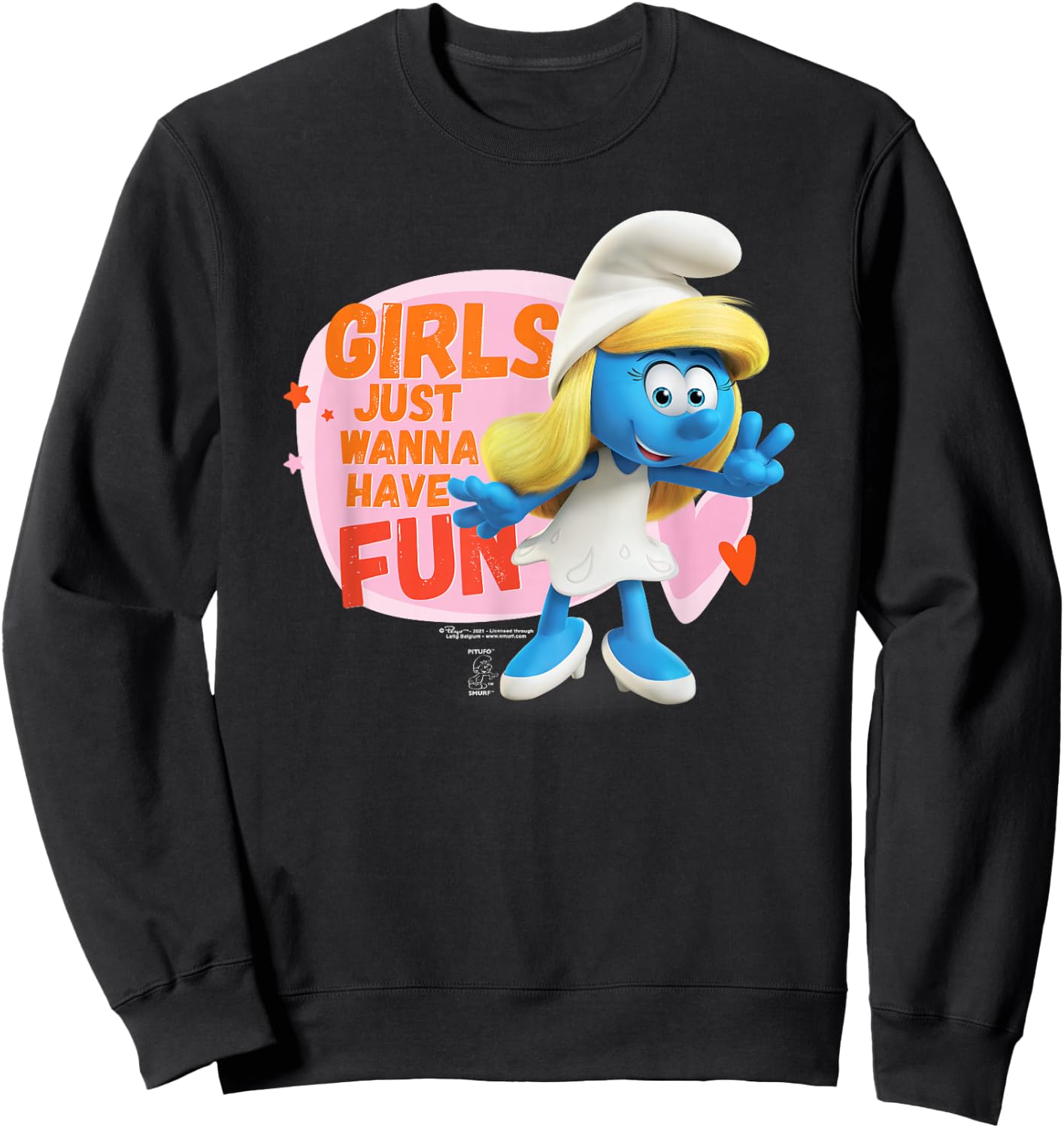 The Smurfs Smurfette Girls Just Wanna Have Fun Sweatshirt - Sweatshirt | Black