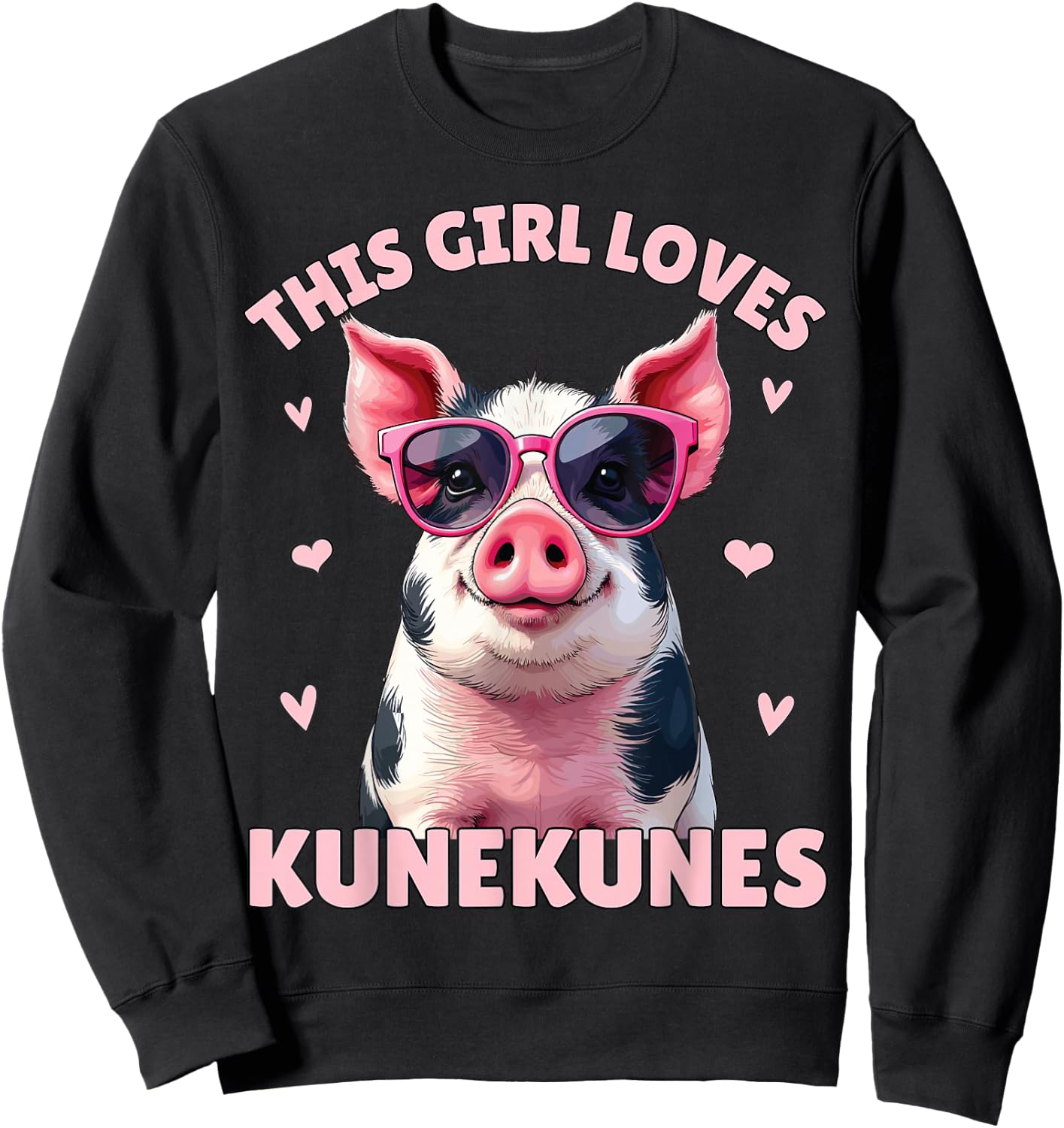 KuneKune Pig, This Girl Loves KuneKunes, Kunekune Pig Sweatshirt - Sweatshirt | Black