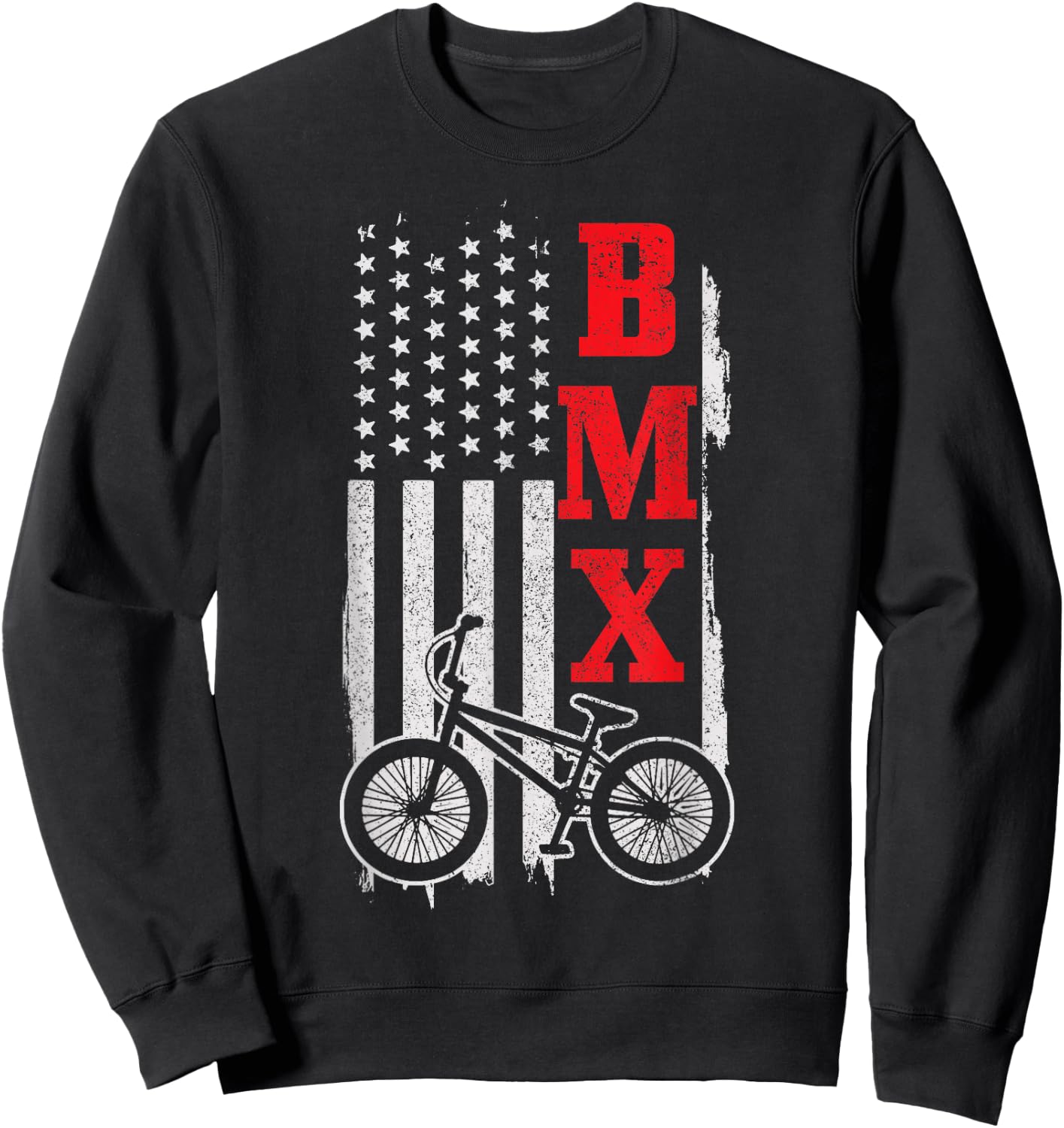 BMX American Flag Patriotic Bike Sweatshirt - Sweatshirt | Black