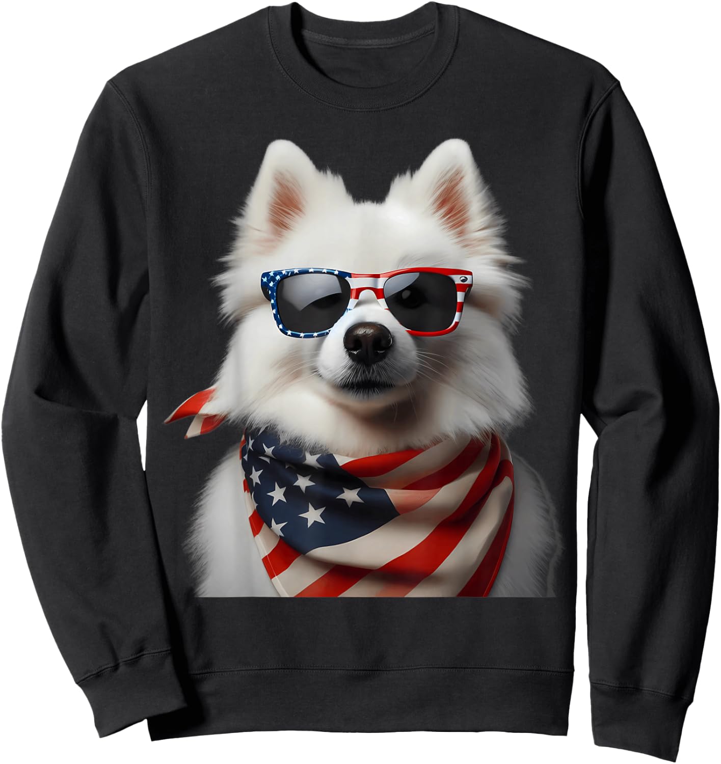American Eskimo Dog 4th Of July American Independence Day Sweatshirt - Sweatshirt | Black