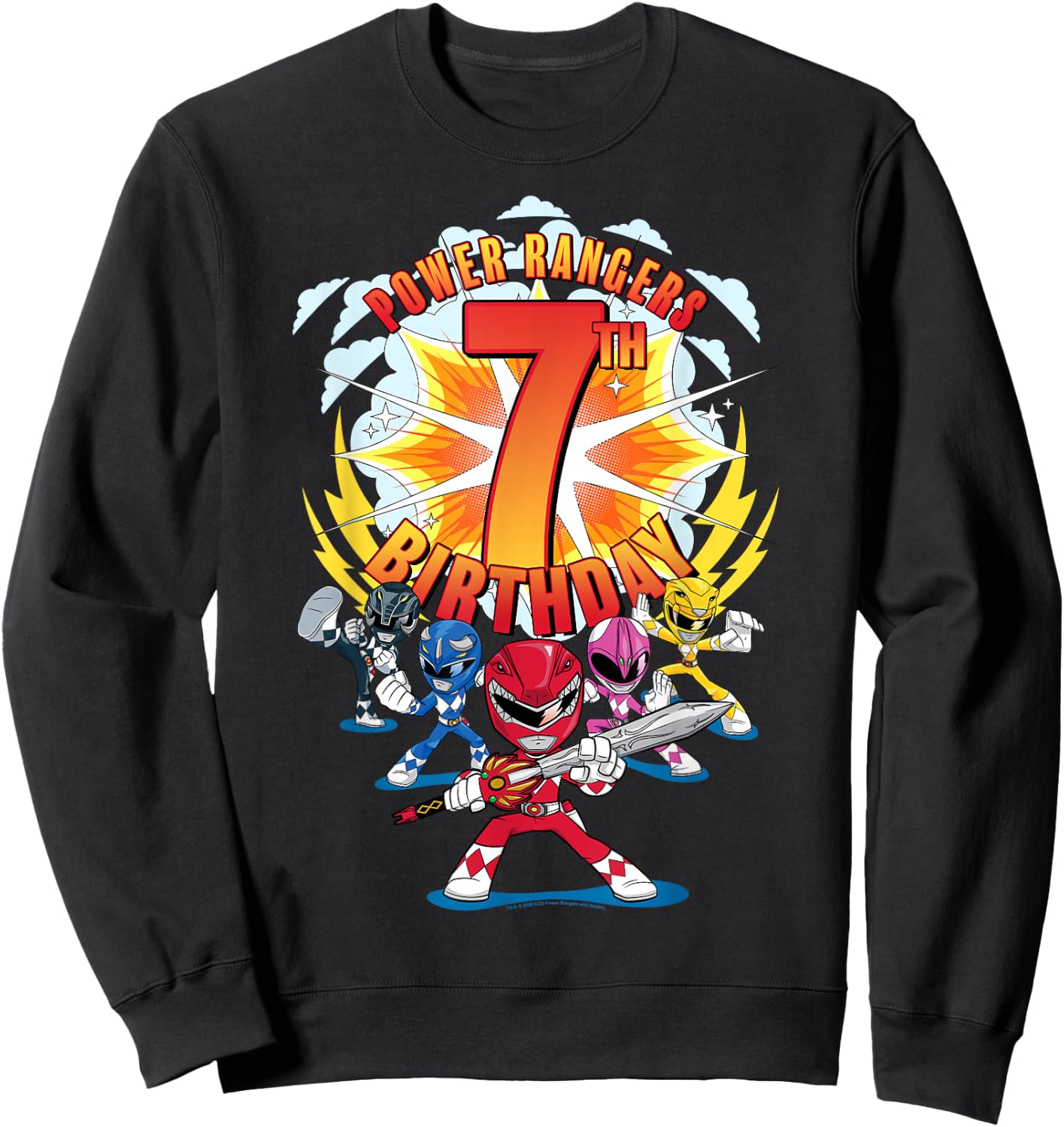 Power Rangers Awesome 7th Birthday Mini Action Shot Sweatshirt - Sweatshirt | Black