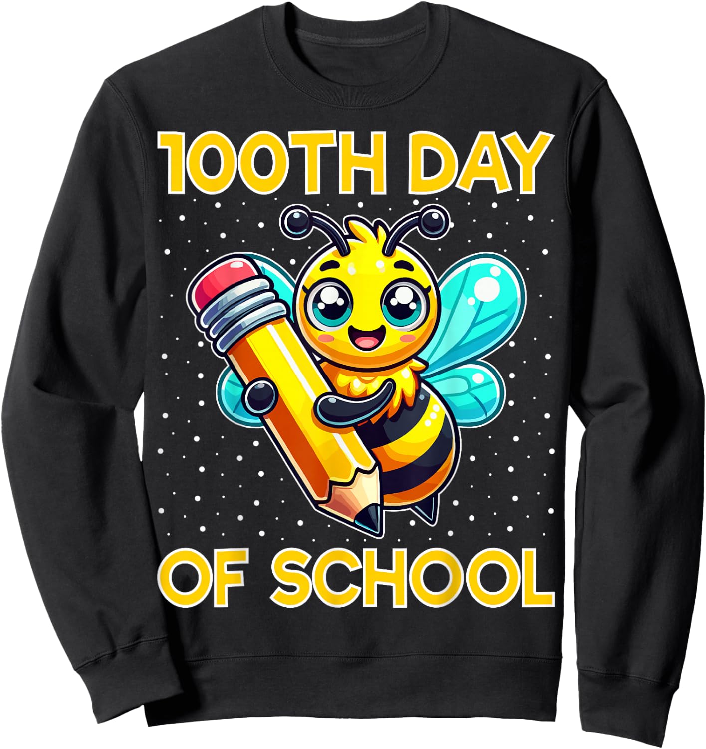 100th Day Of School Cute Bee 100 Days Of School Kids Teacher Sweatshirt - Sweatshirt | Black