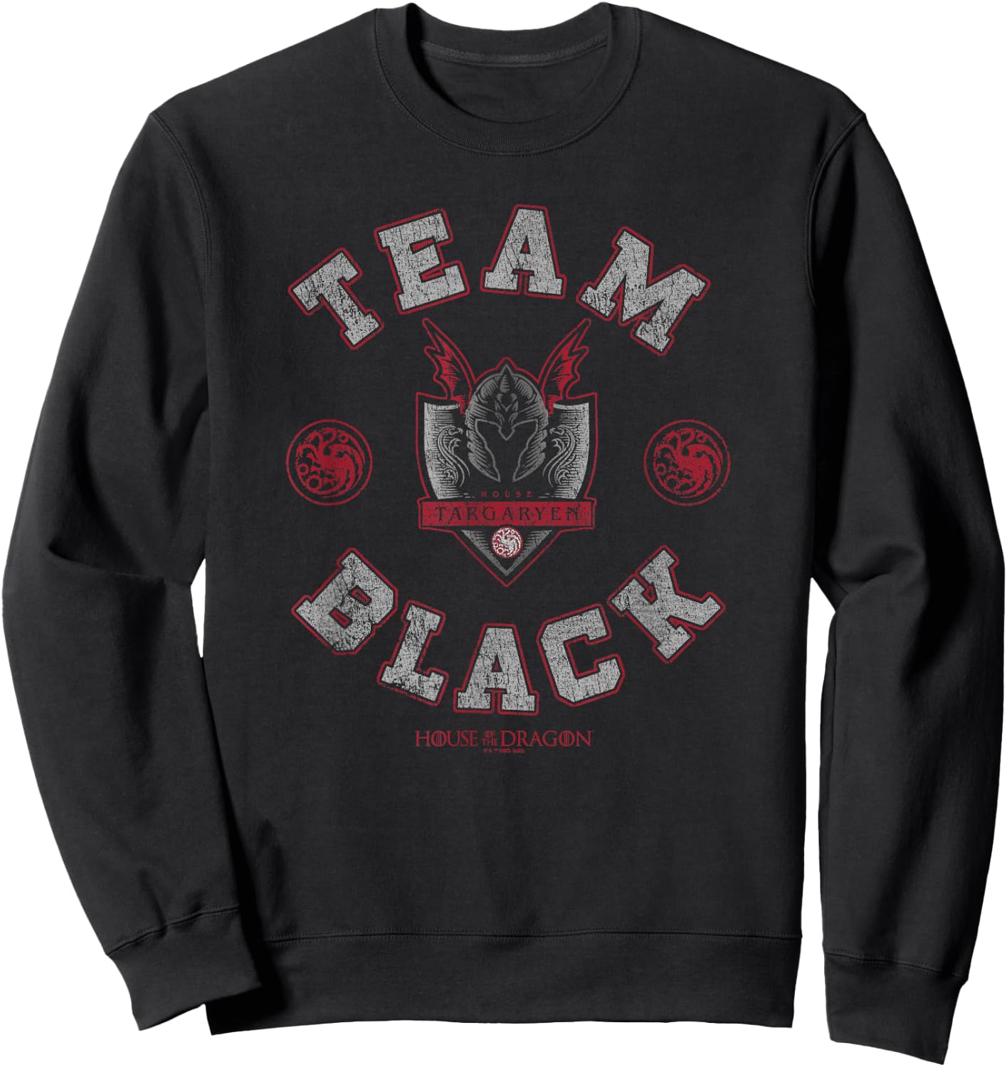 House of The Dragon Team Black Targaryen House Logo Sweatshirt - Sweatshirt | Black