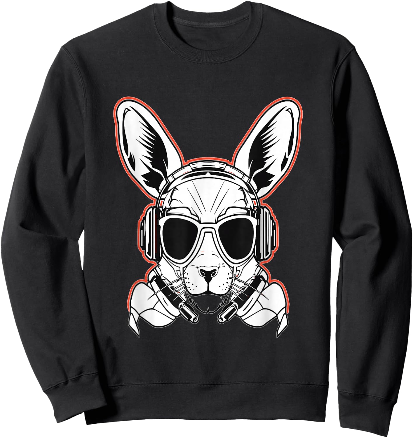 Rave Bunny Cyberpunk Rabbit DJ Rave Sweatshirt - Sweatshirt | Black
