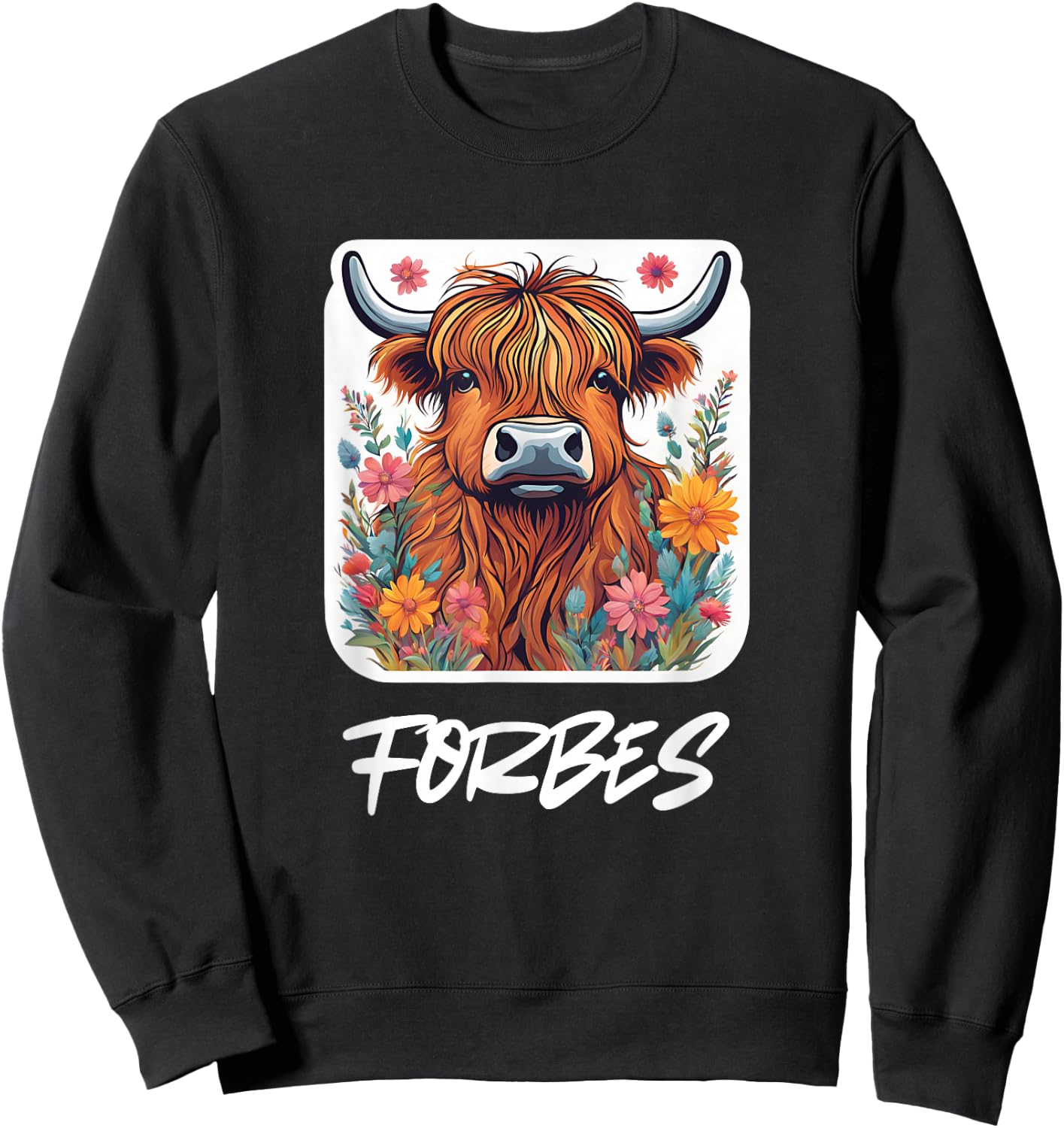 Forbes Clan Highland Cow Scottish Family Name Party Sweatshirt - Sweatshirt | Black