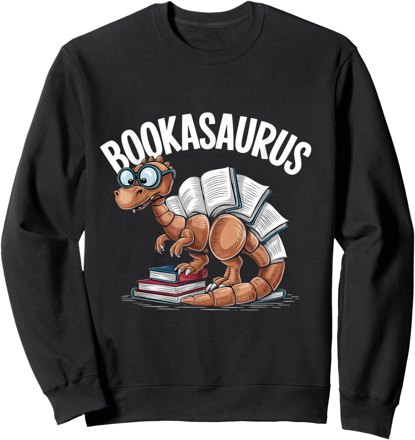 Book Dinosaur T-Rex Bookworm Dino Funny Book Reading Sweatshirt - Sweatshirt | Black