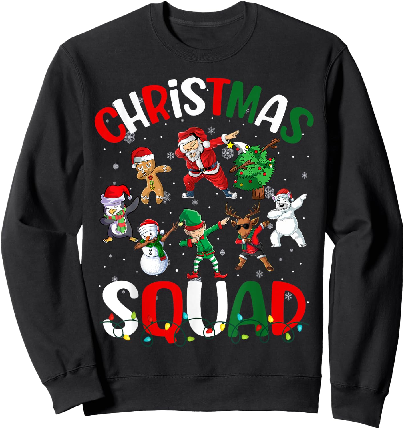 Dabbing Santa Elf Xmas PJs Christmas Girl Youth Boy Kids Sweatshirt - Sweatshirt | Black