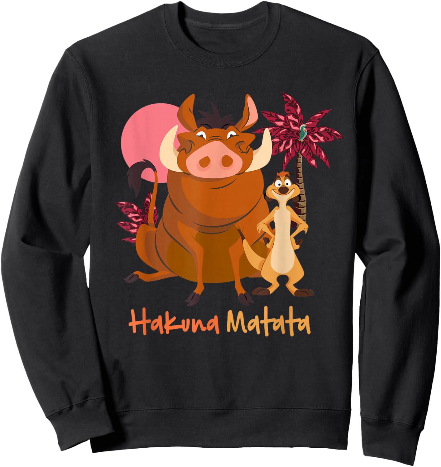 Disney The Lion King Timon & Pumbaa Hakuna Matata Face Front , Black, S Sweatshirt - Sweatshirt | Black
