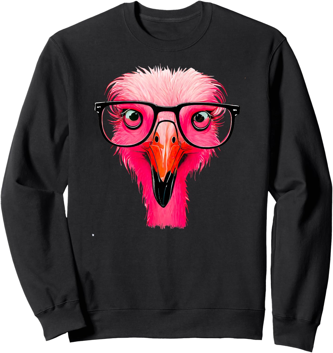 Cute Flamingo Bird Wearing Glasses Funny Pink Flamingo Lover Sweatshirt - Sweatshirt | Black