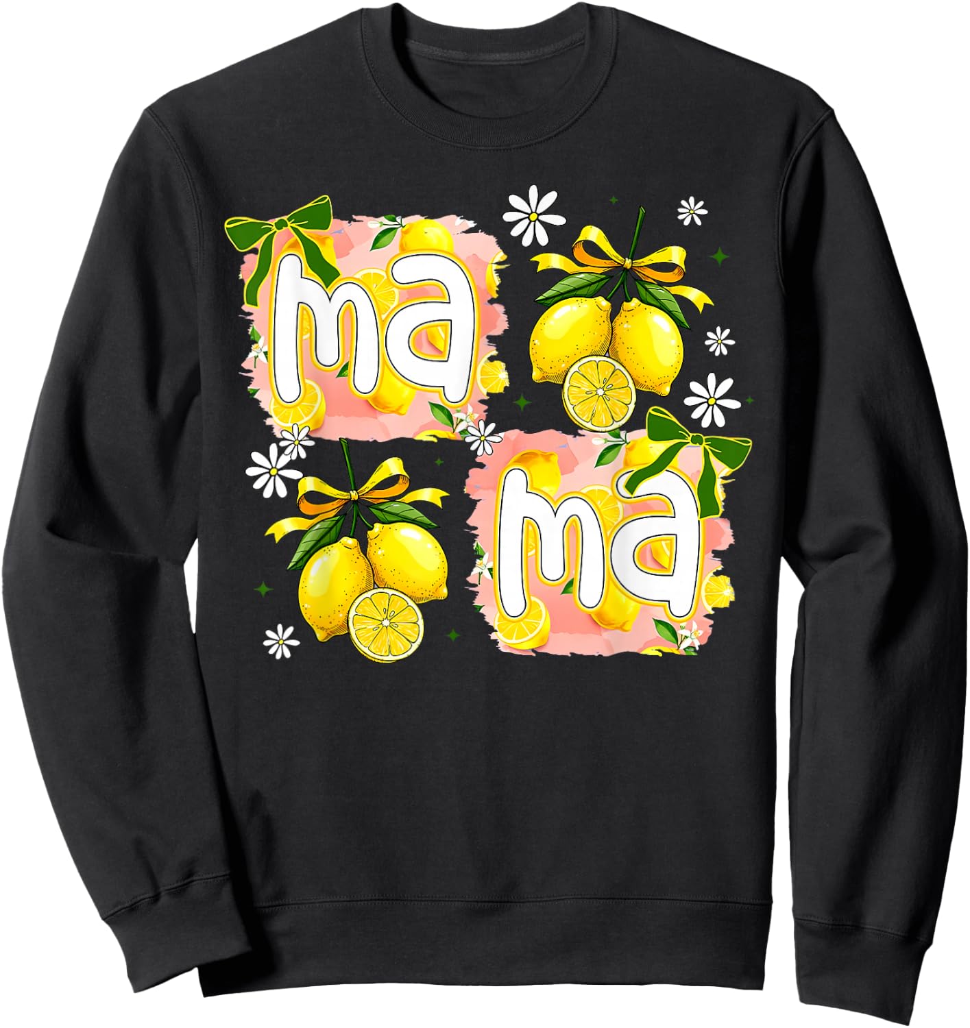 Vintage Flower Lemon Mama Mothers Day Summer Fruit Coquette Sweatshirt - Sweatshirt | Black