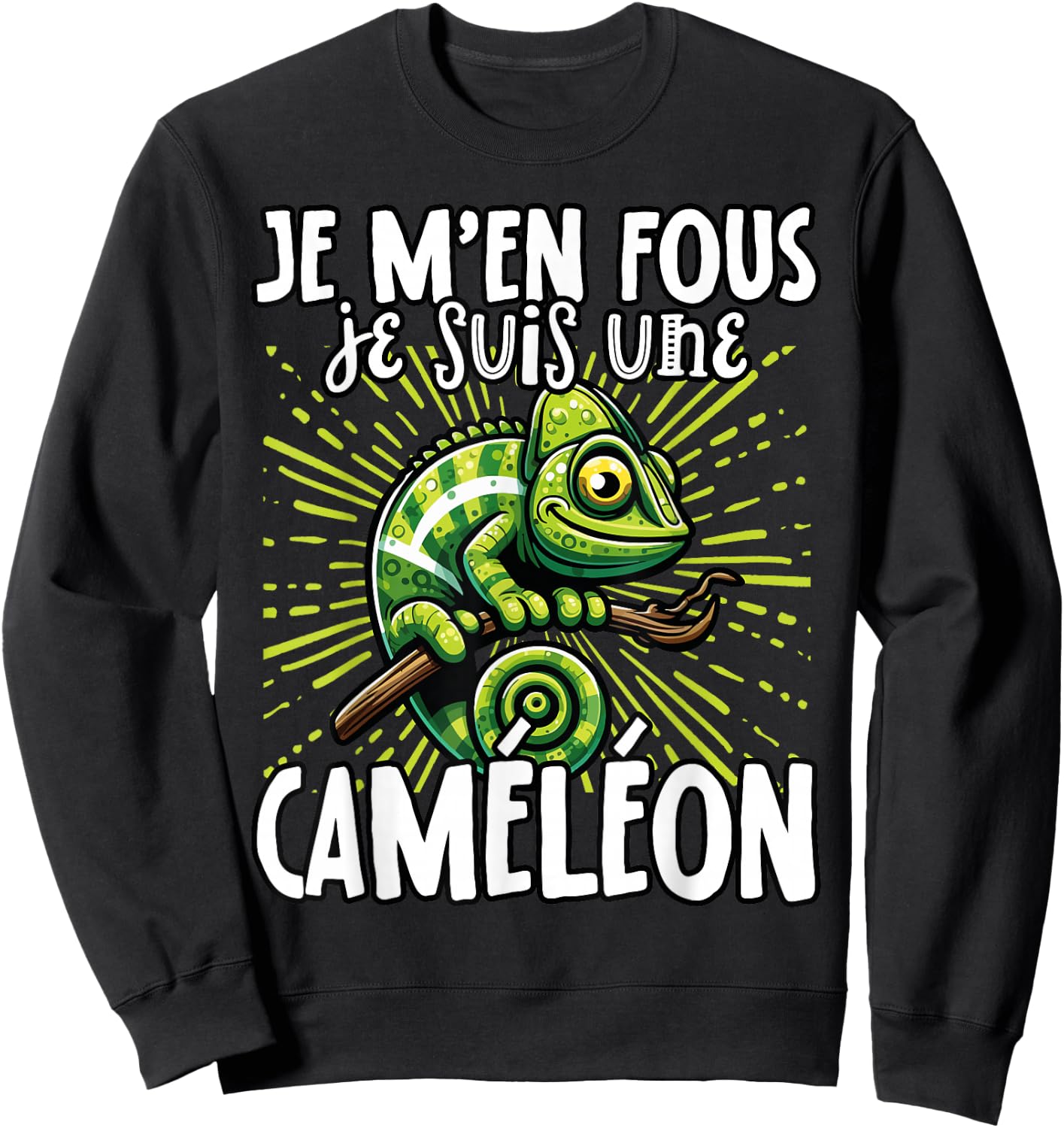 Je M'en Fous Je Suis Une Cameleon - Cute Chameleon , Black, S Sweatshirt - Sweatshirt | Black