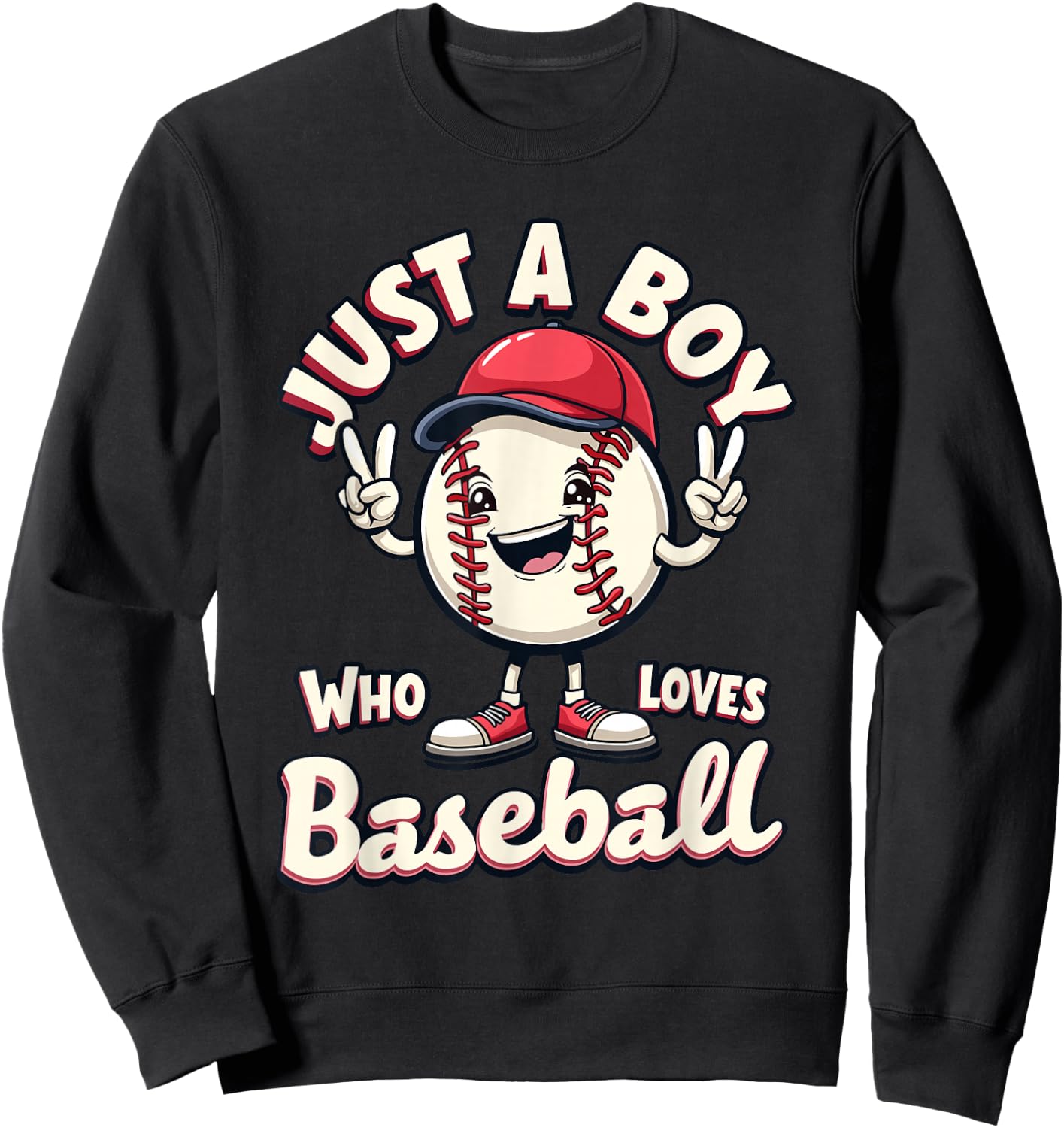 Baseball for Boys, Just A Boy Who Loves Baseball Player Sweatshirt - Sweatshirt | Black