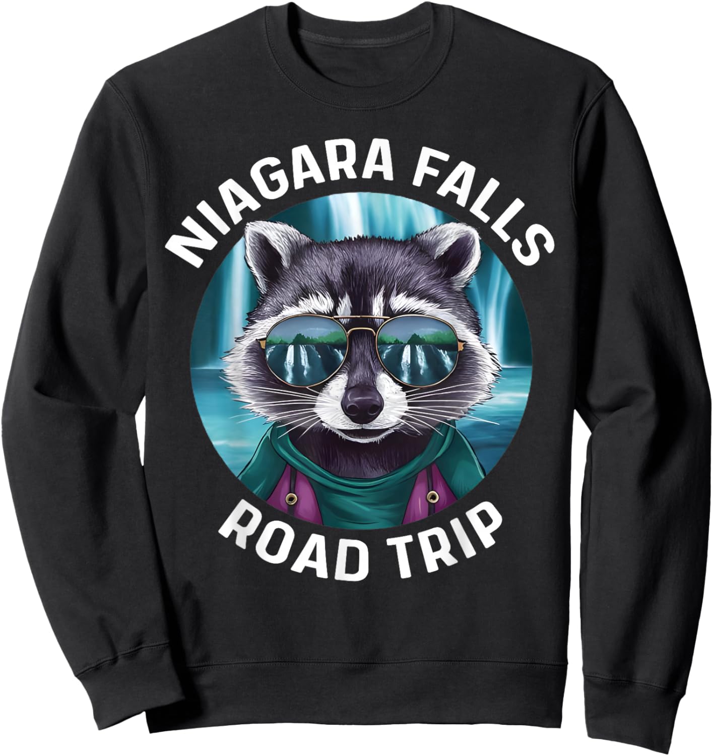 Road Trip Squad Niagara Falls Souvenirs Family 2025 Raccoon Sweatshirt - Sweatshirt | Black