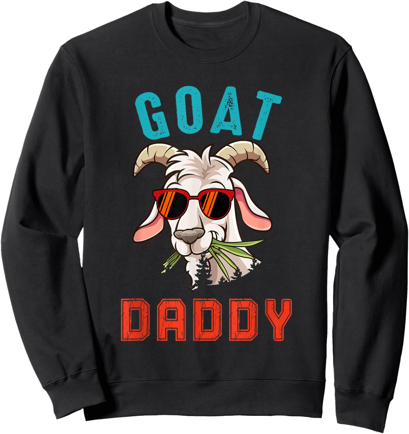 Vintage Goat Funny Daddy Cute Goat Sunglasses Farmer Family Sweatshirt - Sweatshirt | Black