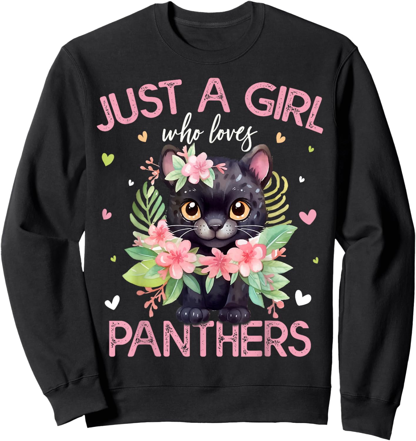 Just A Girl Who Loves Panthers Girls Sweatshirt - Sweatshirt | Black