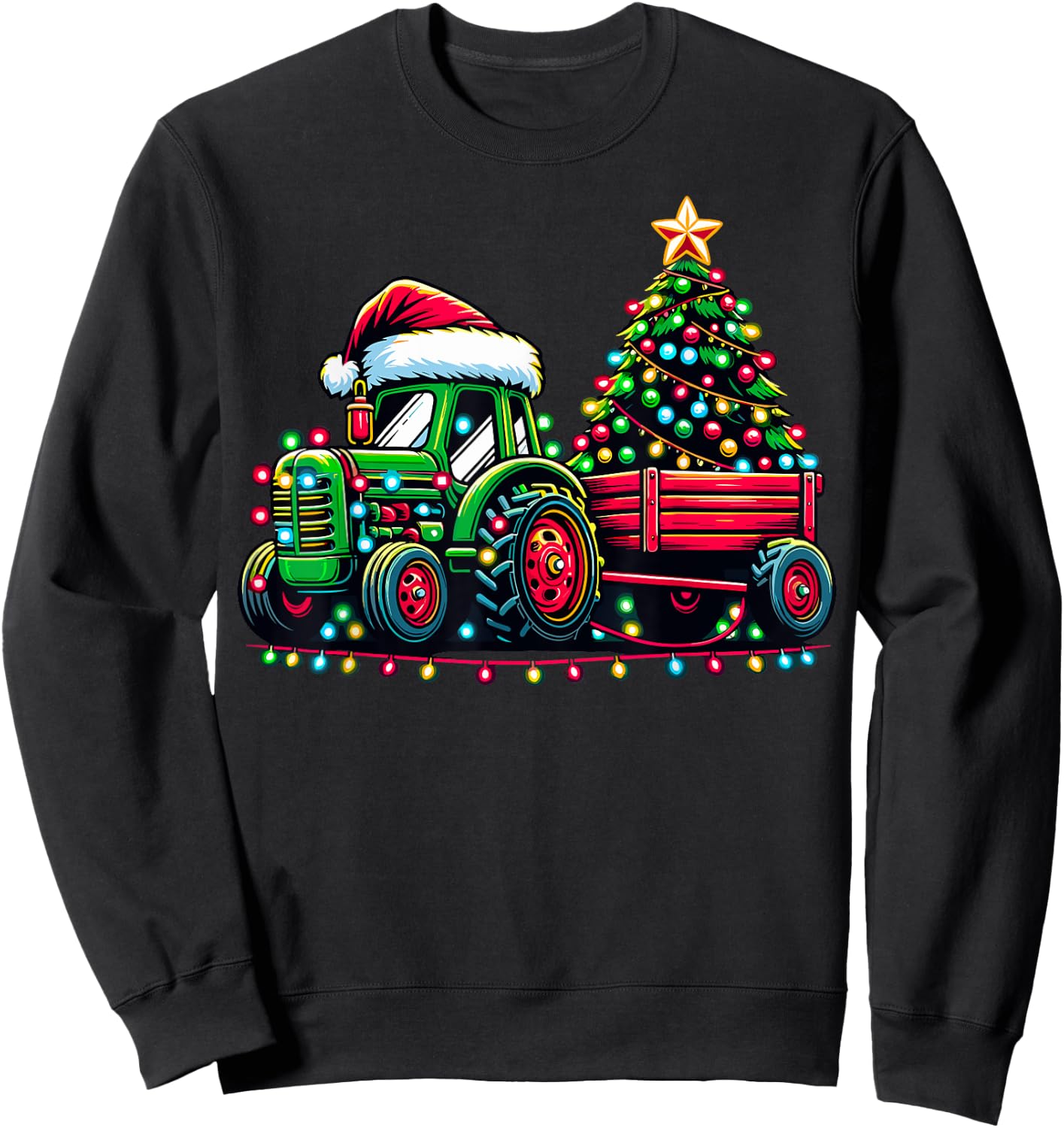 Christmas Tractor Boys Santa Xmas Farm Truck Sweatshirt - Sweatshirt | Black