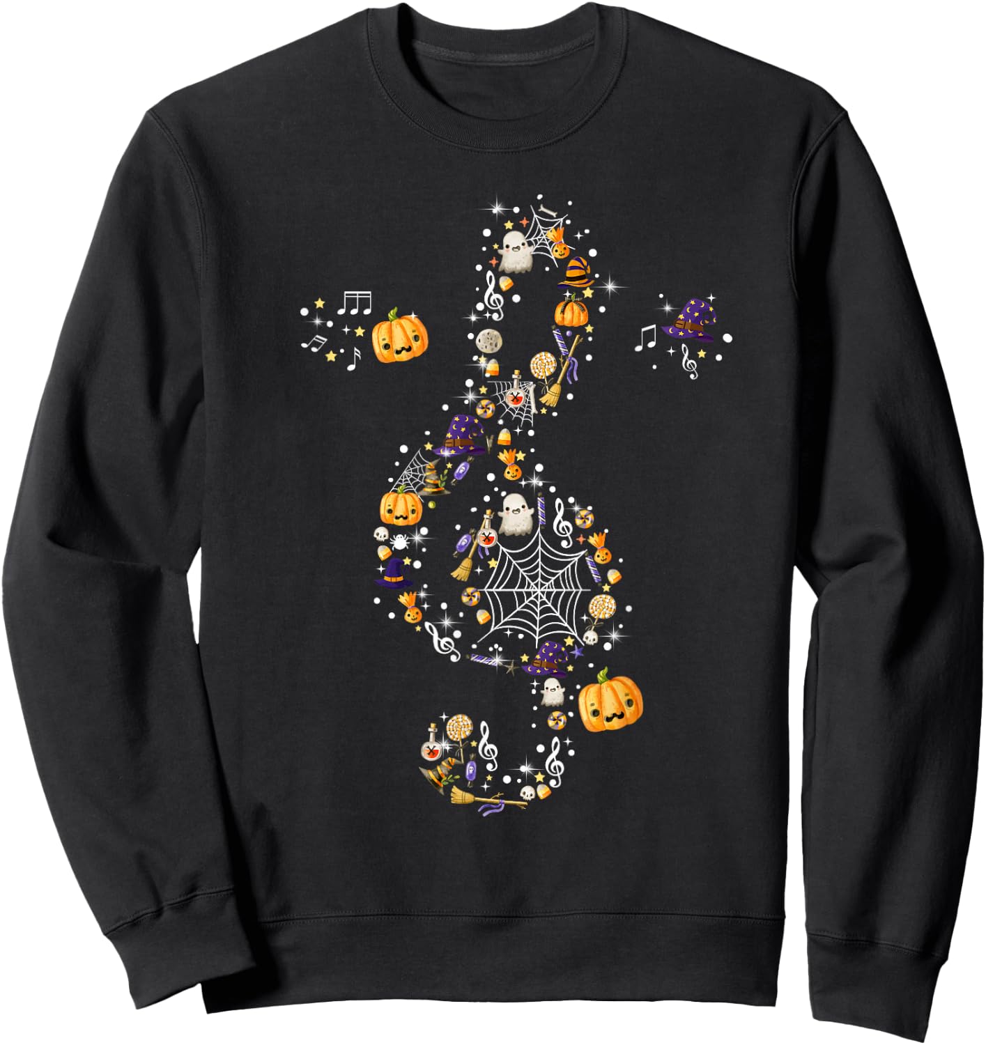 Music Note Symbol Halloween For Music Teacher Musicians Sweatshirt - Sweatshirt | Black