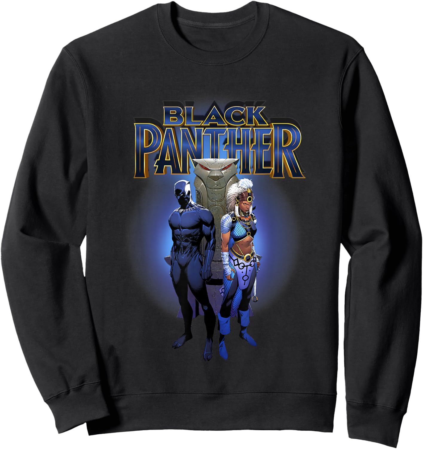Marvel Comics Retro Classic Black Panther T'Challa & Shuri Sweatshirt - Sweatshirt | Black
