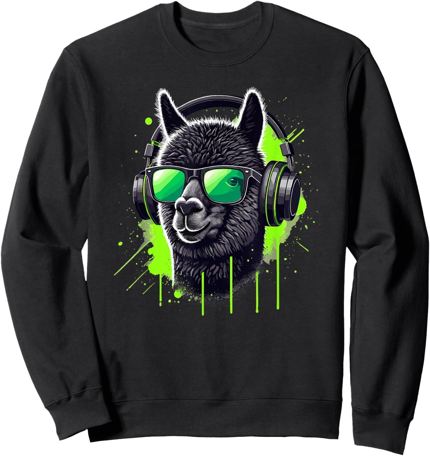 Alpaca Sunglasses Helmet Llama Llamas Sweatshirt - Sweatshirt | Black